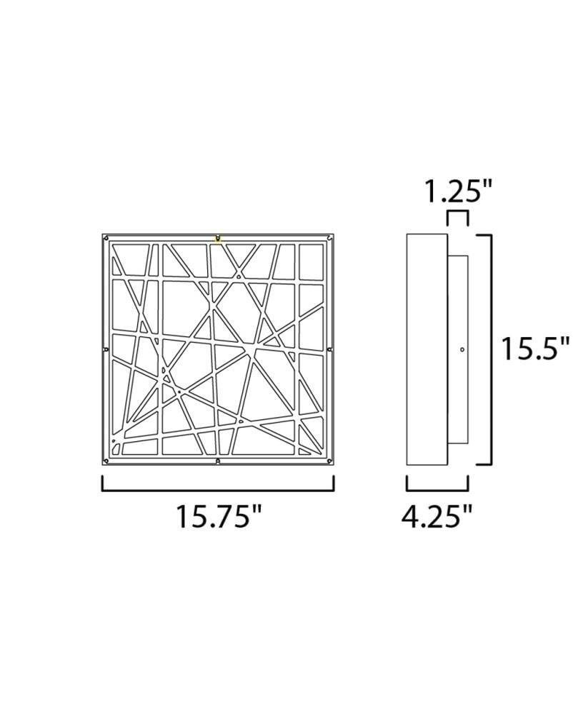 Et2 E20645-61 Intersect 16" Wide Integrated Led Flush Mount Square Ceiling Fixture - Black