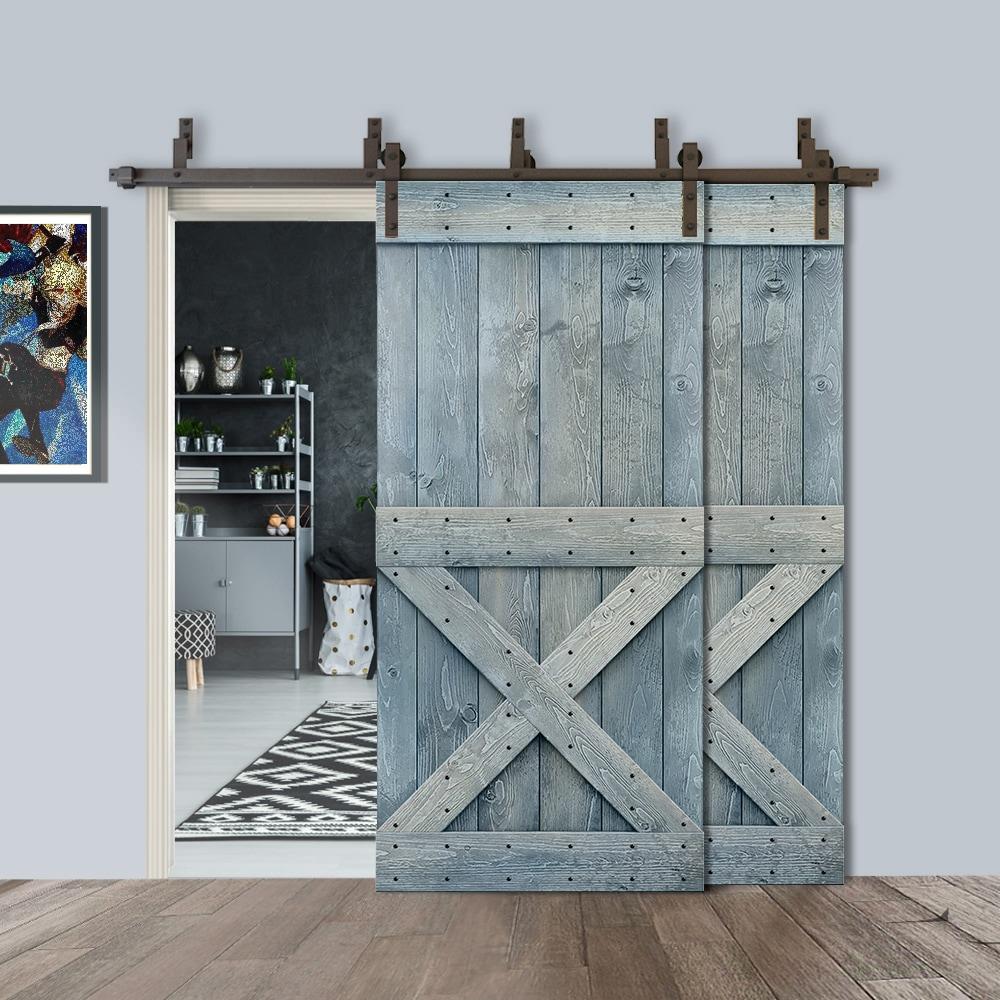 Calhome 84'' Solid Wood Paneled Painted with Installation Hardware Kit Barn Door