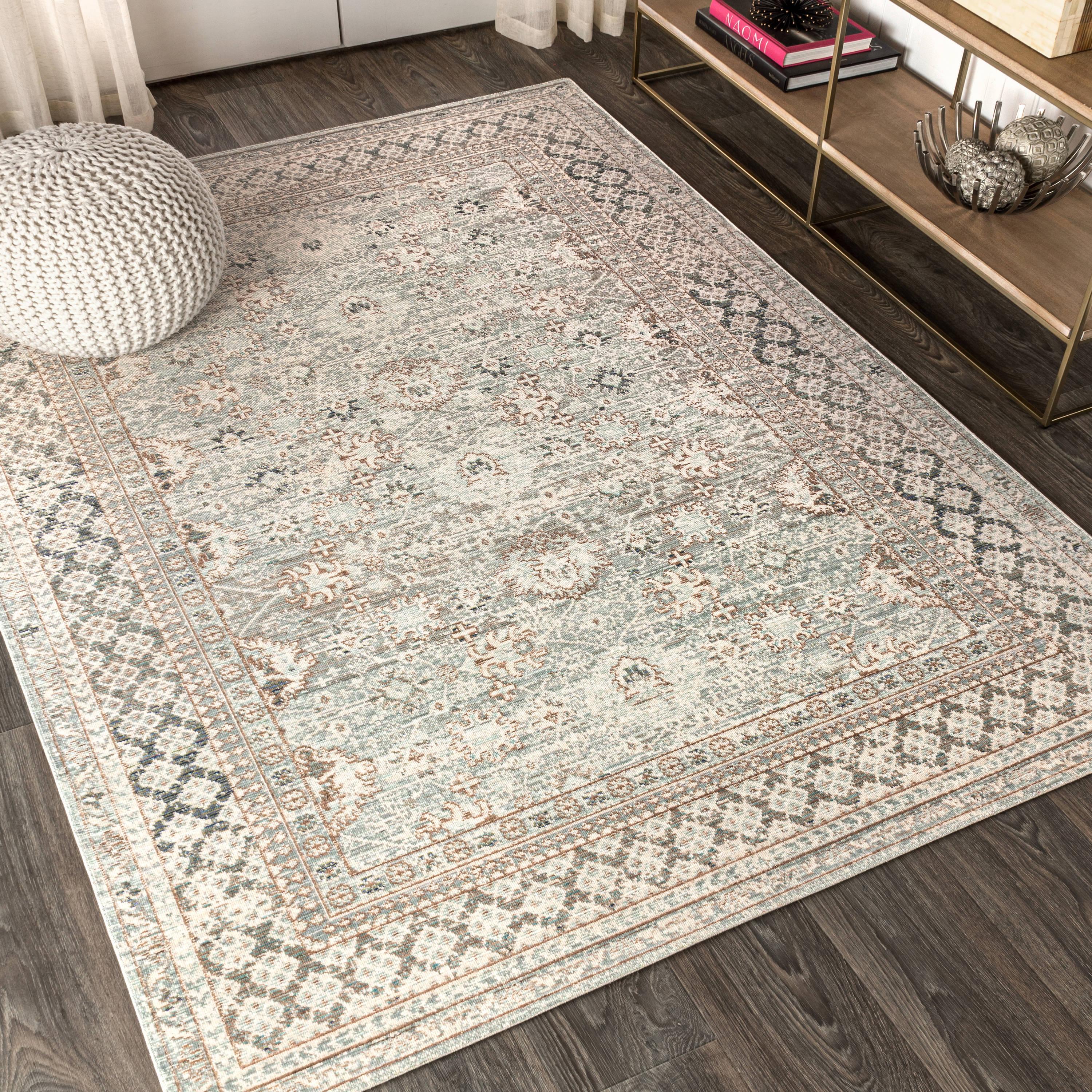 Elegant Argyle Light Blue/Ivory Synthetic 3x5 Area Rug