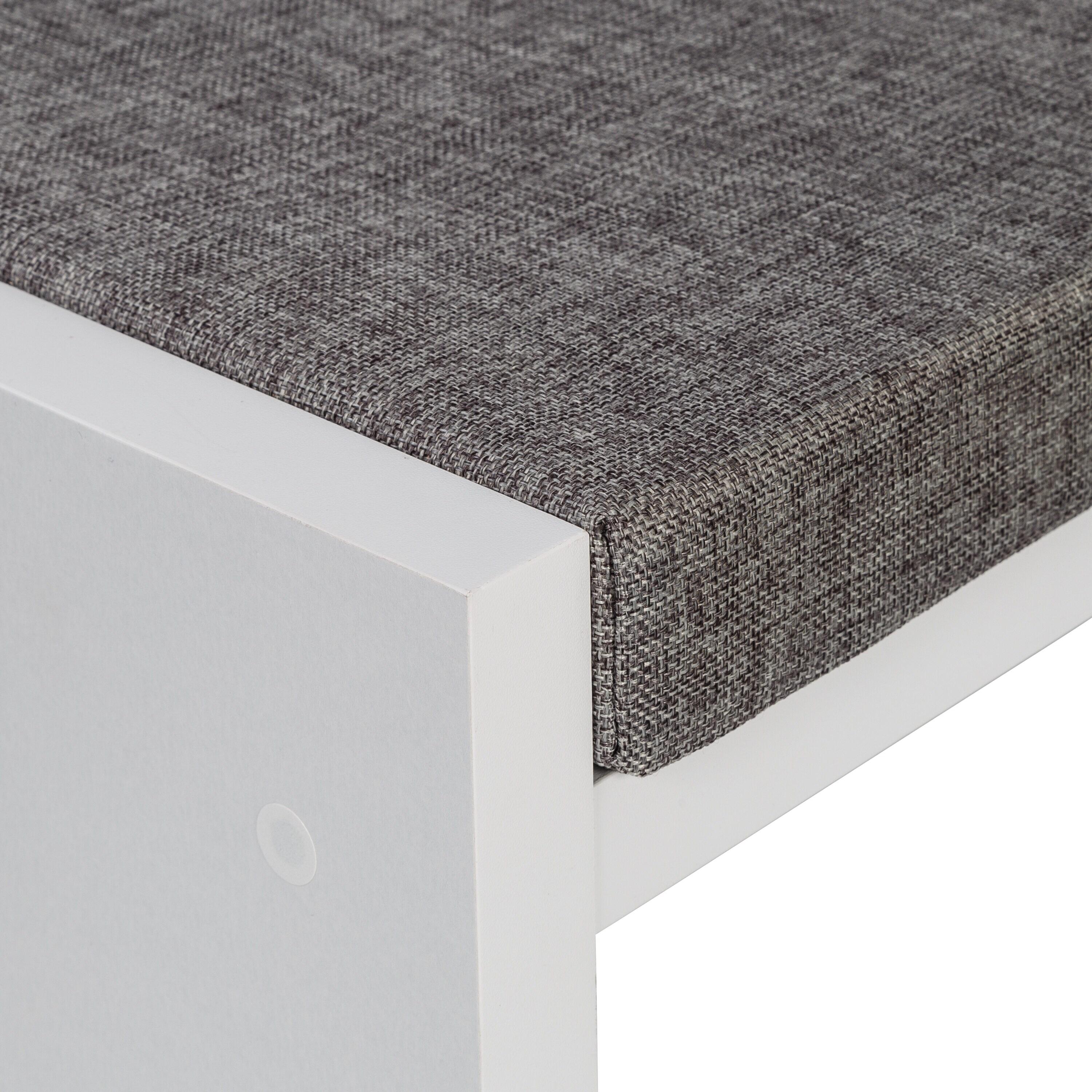 Honey-Can-Do Particle Board 37" W x 18.3" H 3-Cubby Shoe Storage Bench, White/Gray