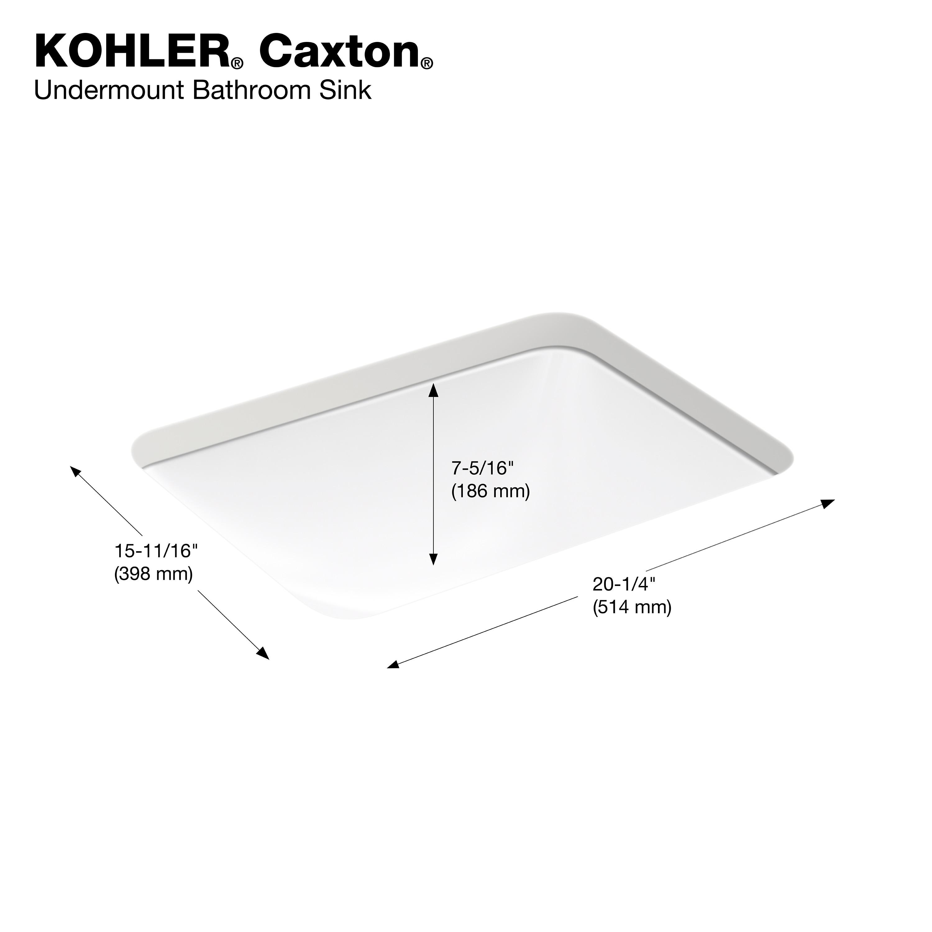 Caxton™ Kohler Rectangle 20-1/4" Undermount Bathroom Sink with Overflow