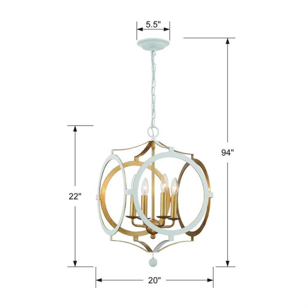 Crystorama Lighting Group Ode-704 Odelle 4 Light 20" Wide Taper Candle Pendant - Gold