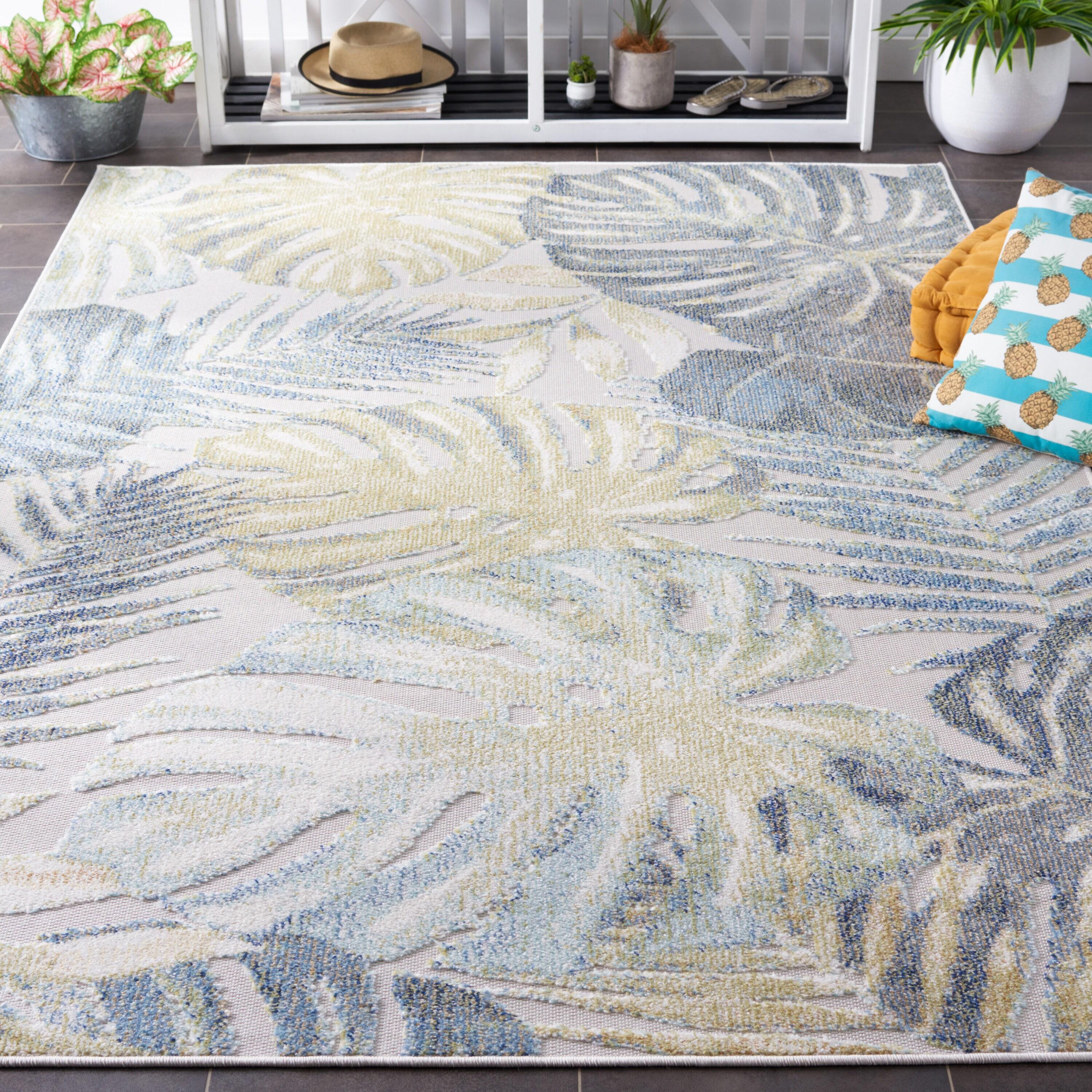 Sarasota SAR112 Power Loomed Area Rug - Light Green/Ivory - 4'5"x6'5" - Safavieh.