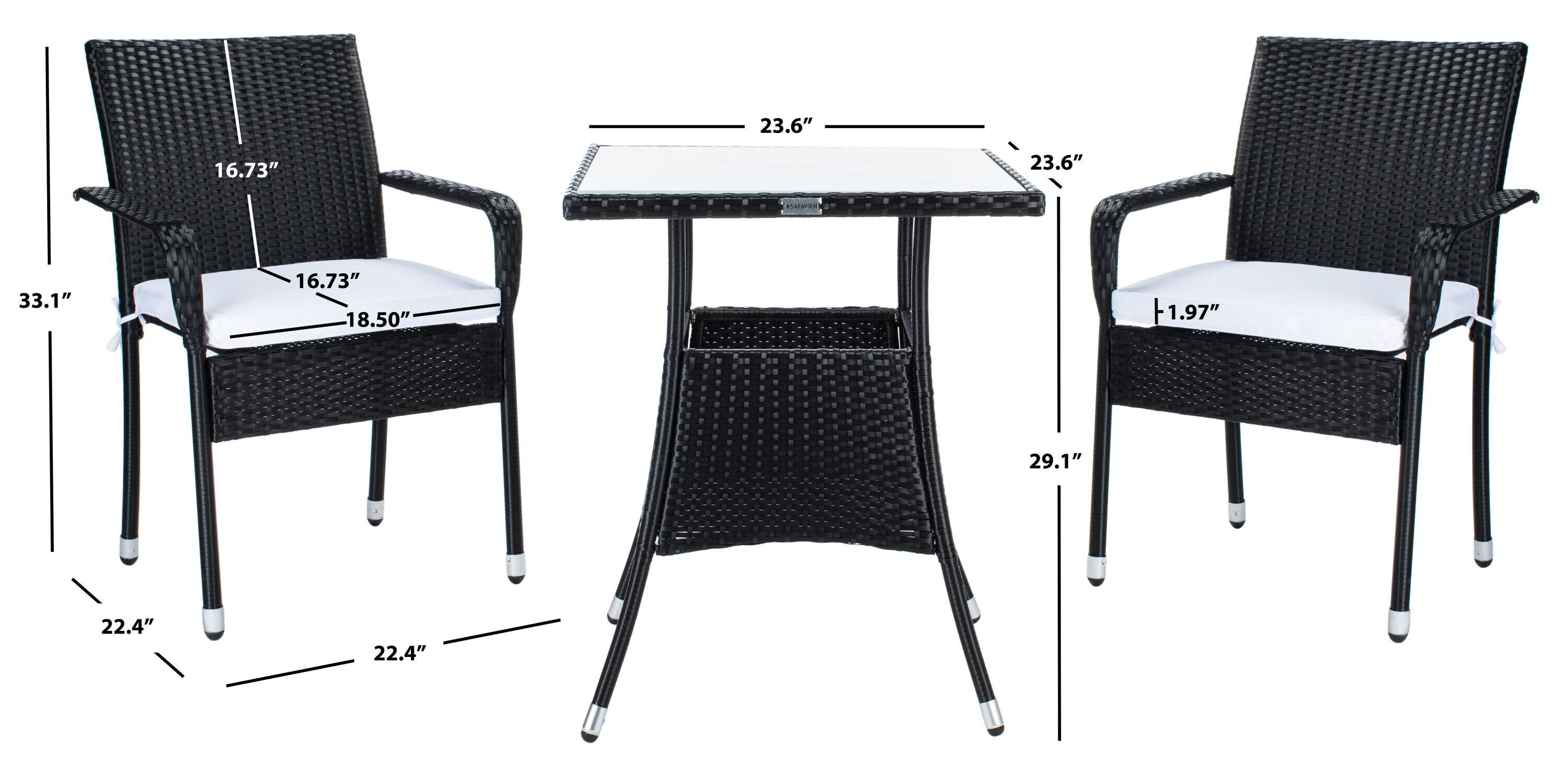 Laban Bistro Set - Outdoor - PAT7718 - Black/White - Safavieh