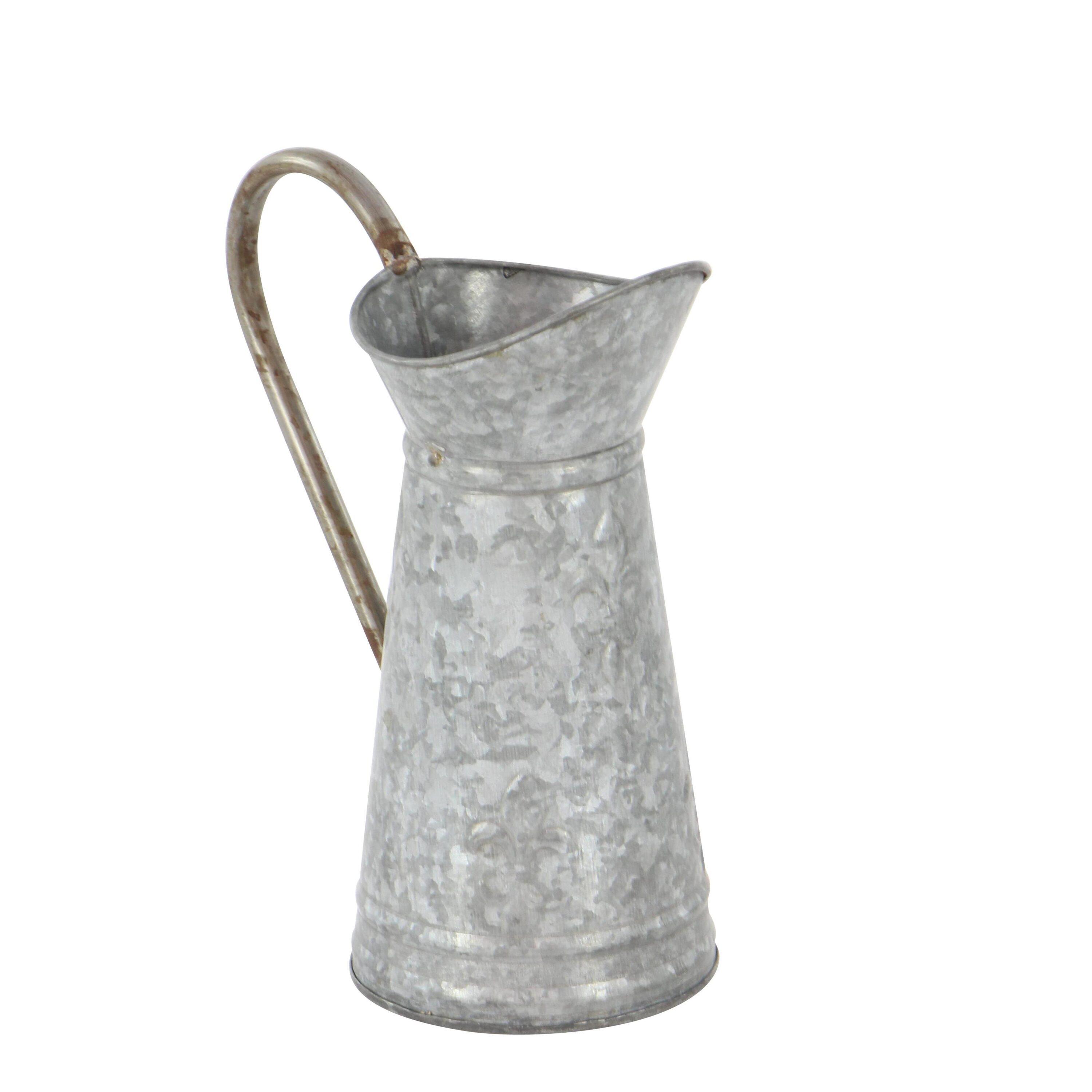DecMode 10" x 12" Indoor Outdoor Brown Metal Watering Can Planter