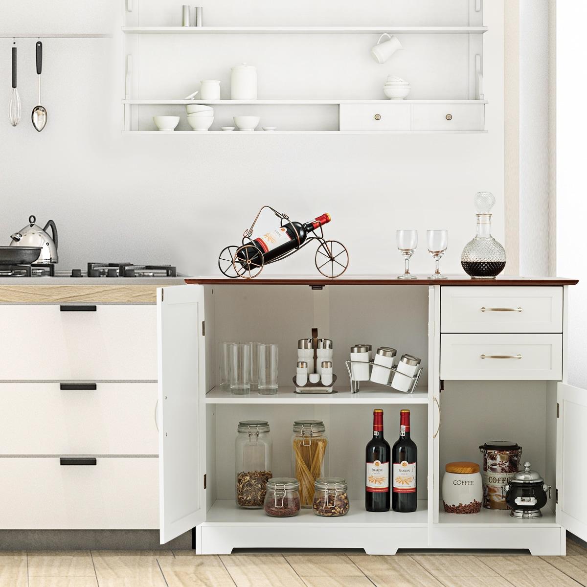 Buffet Server Storage Cabinet With 2-Door Cabinet And 2 Drawers