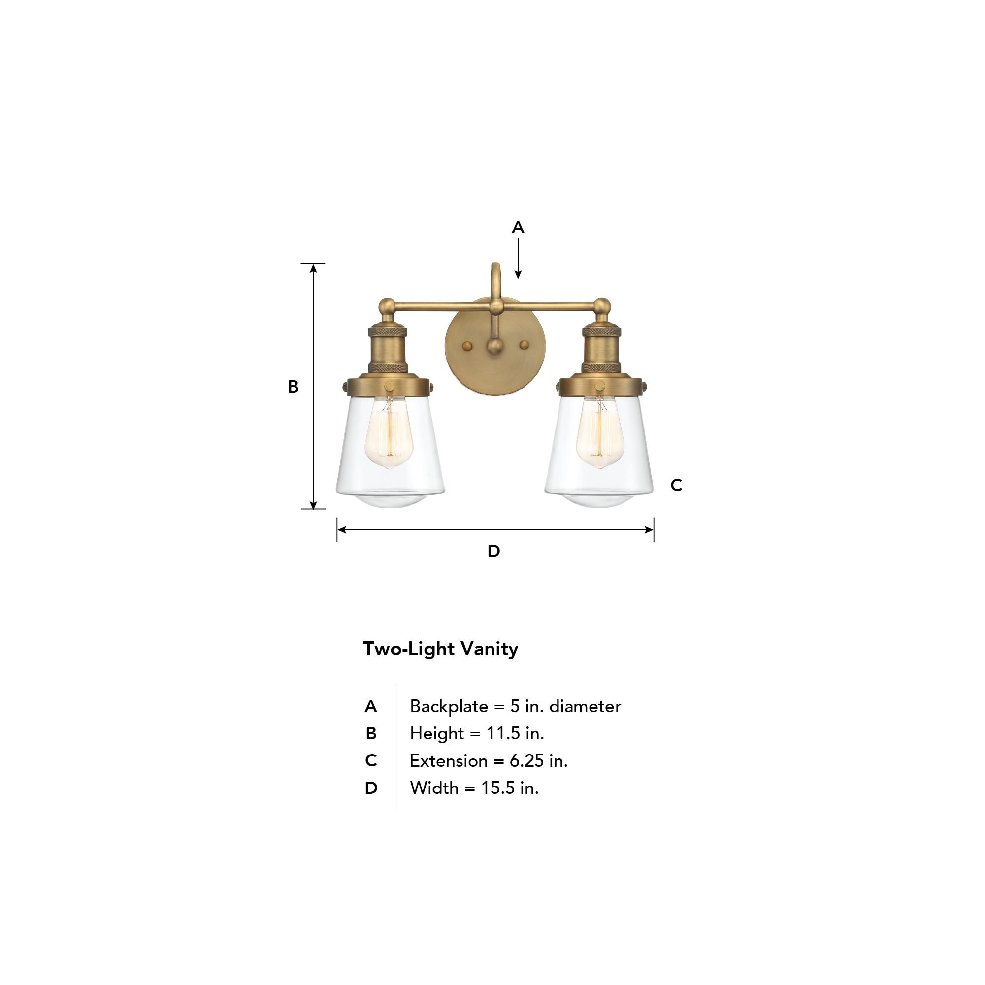 Designers Fountain Taylor 2 Light Old Satin Brass Bathroom Vanity Light Fixture, 69502-OSB