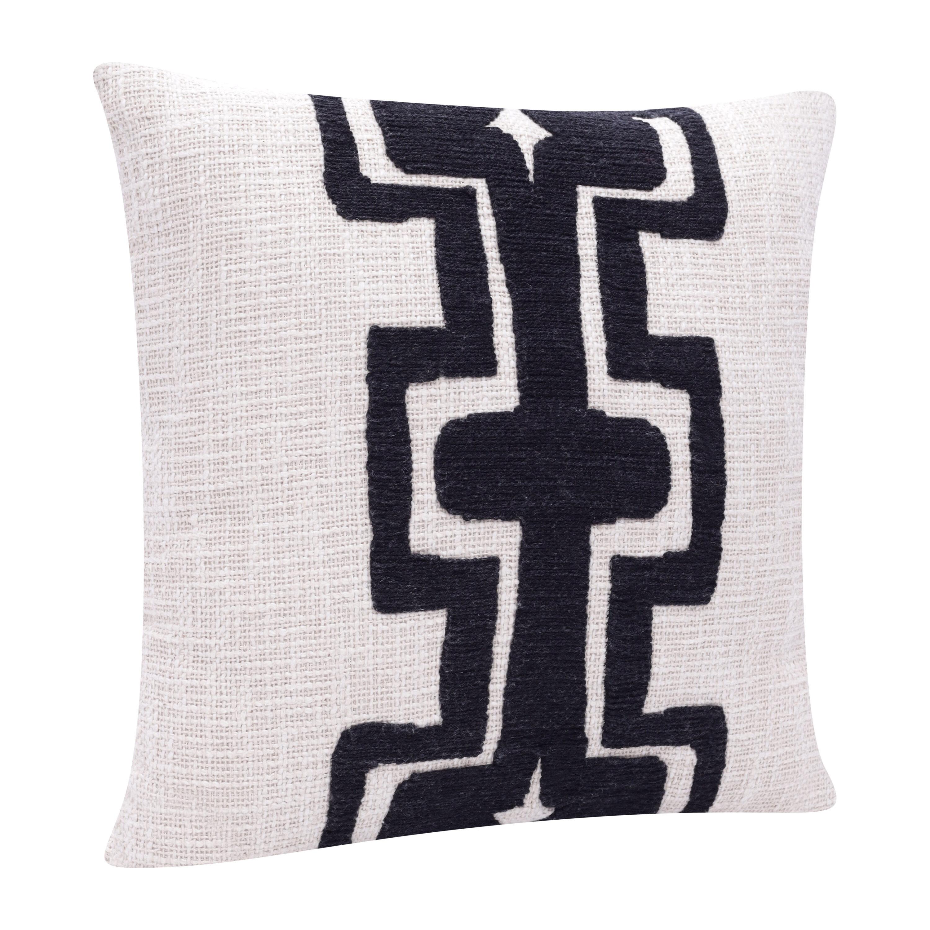 Geometric Handmade Cotton Wool Blend Decorative Throw Pillow