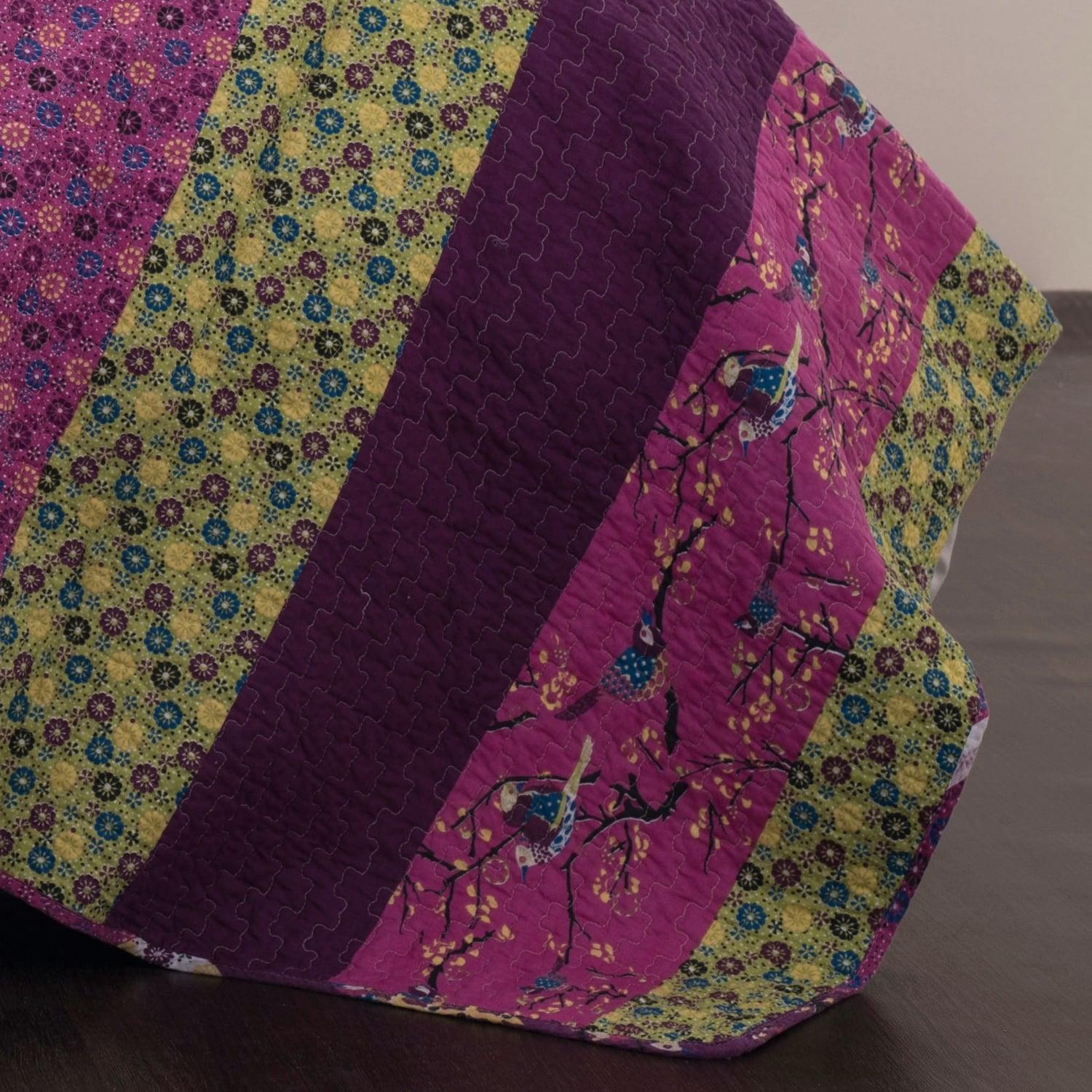3pc King Royal Empire Quilt Set Plum - Lush Décor: Reversible Bedspread, OEKO-TEX Certified