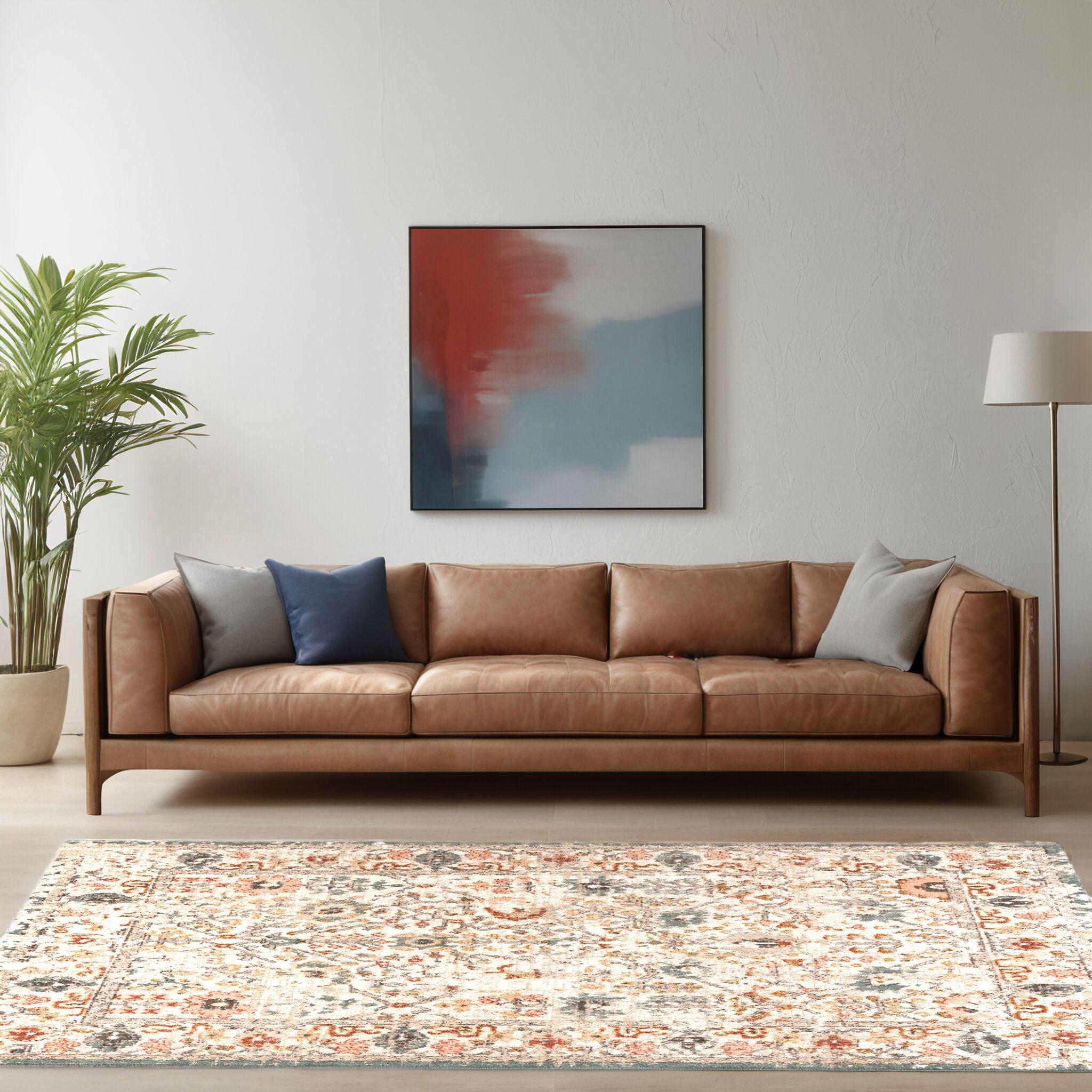 Lenore Vintage Floral 10 ft. x 14 ft. Beige Living Room/Bedroom/Dining Room Area Rug