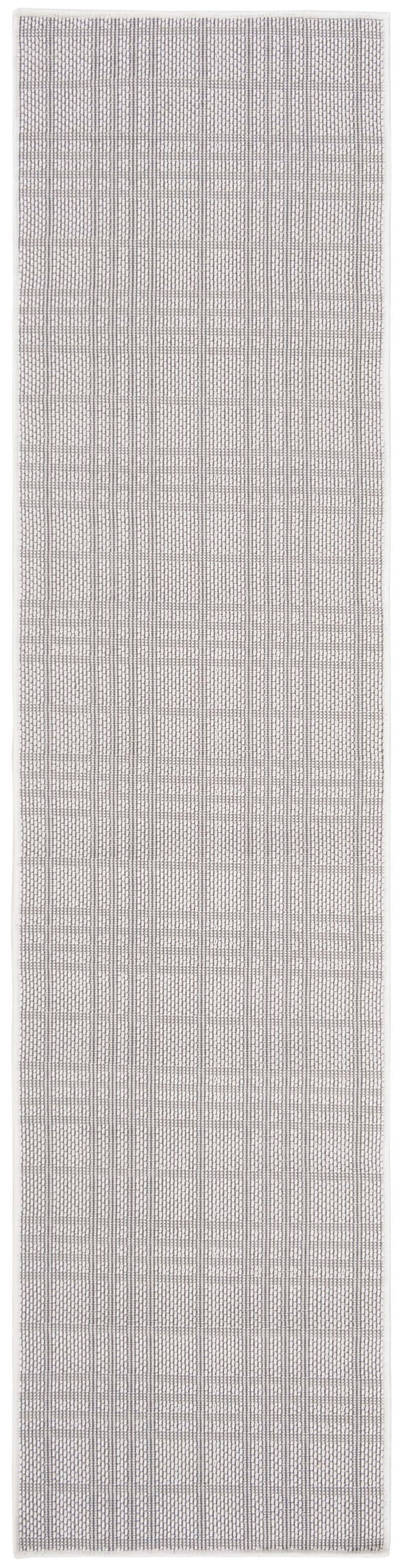 SAFAVIEH Bermuda Lavern Geometric Machine Washable Indoor/Outdoor Runner Rug, Ivory/Light Grey, 2' x 8'