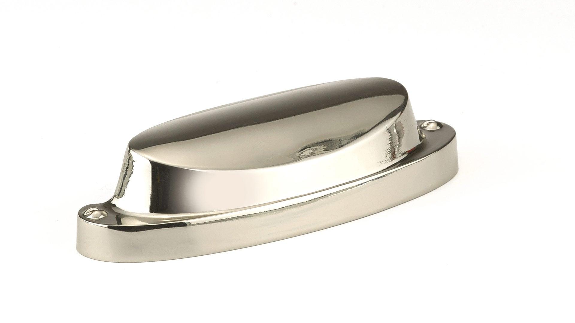 Polished Nickel Modern Oval Cup Pull with Mounting Hardware