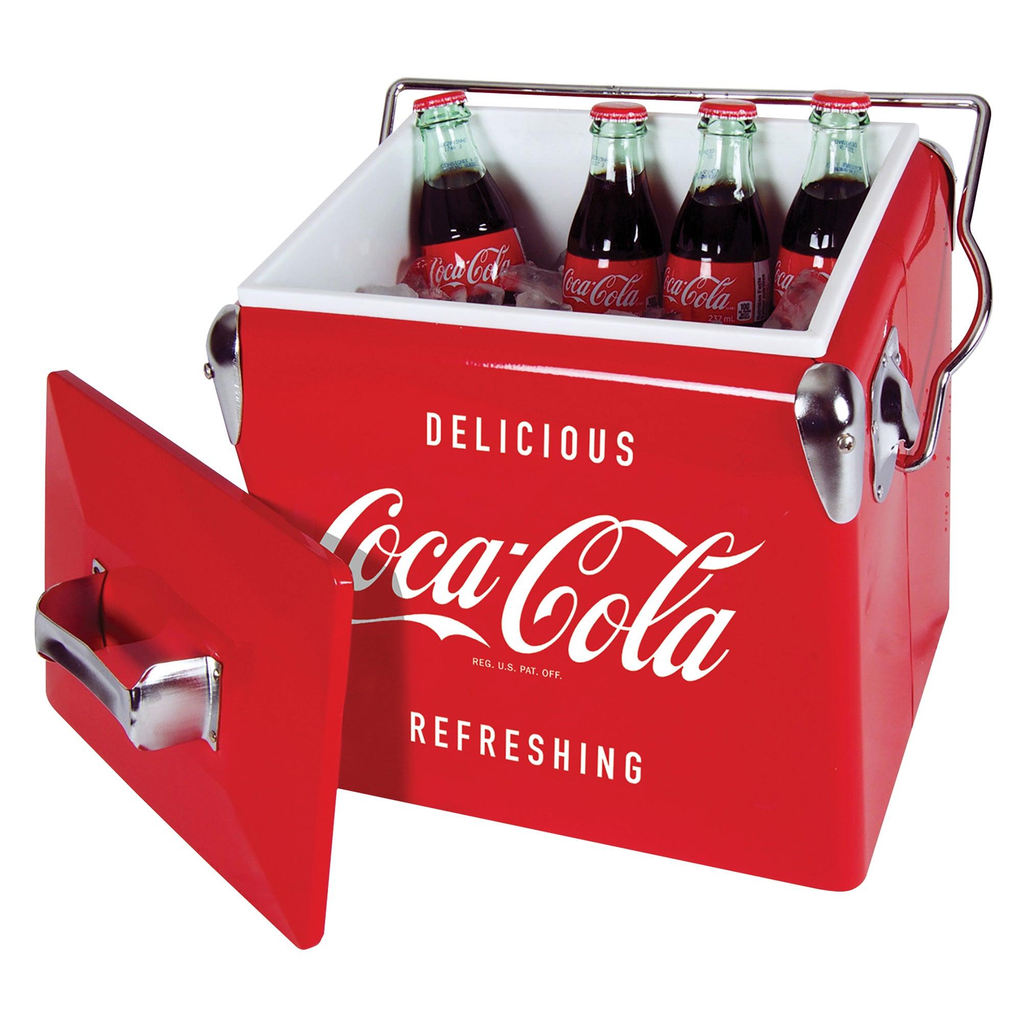 Retro Red Metal Cooler with Bottle Opener, 13L Capacity