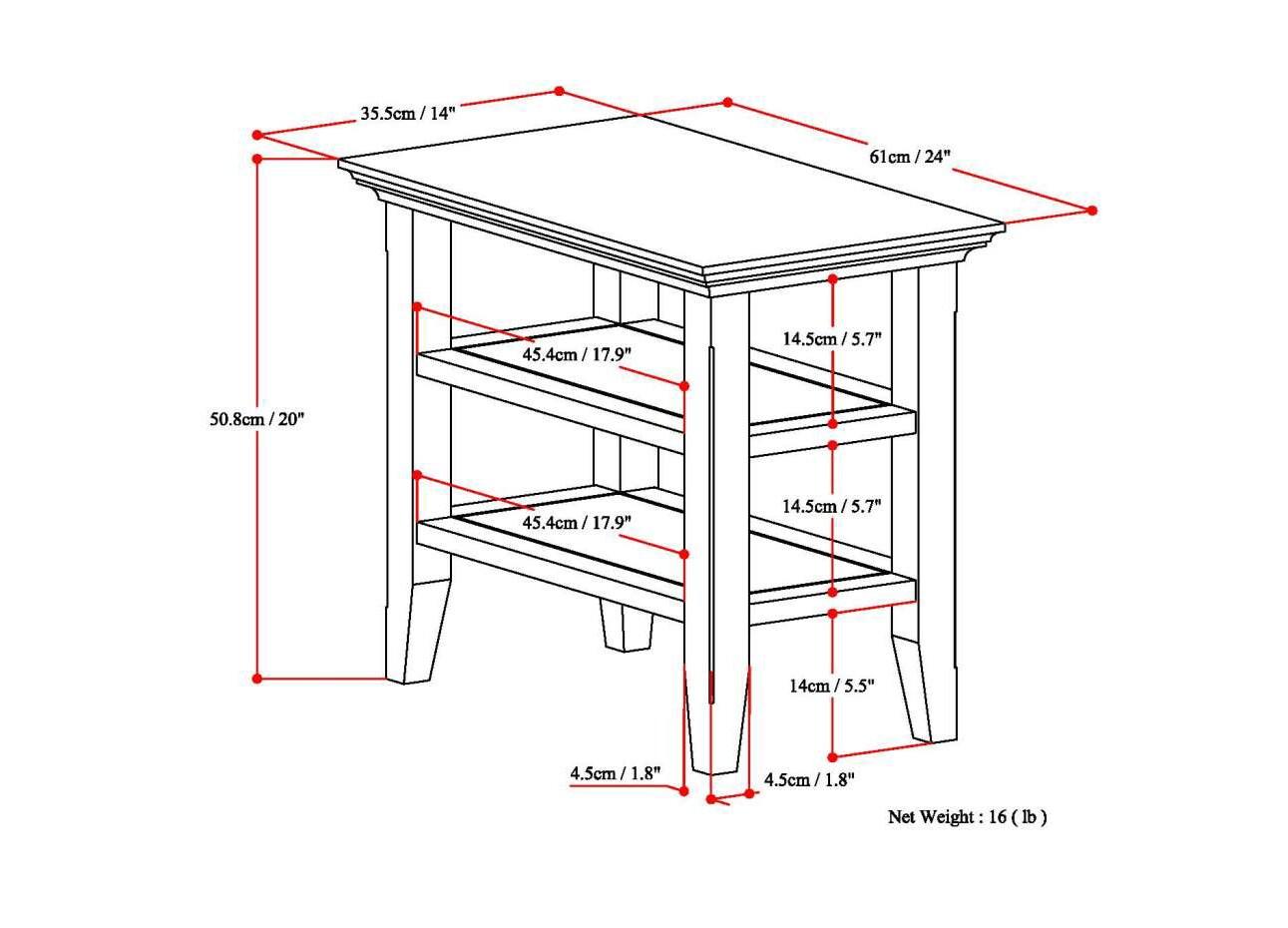 Simpli Home Acadian Wood 14" Rectangle Transitional Narrow Side Table in Farmhouse Gray