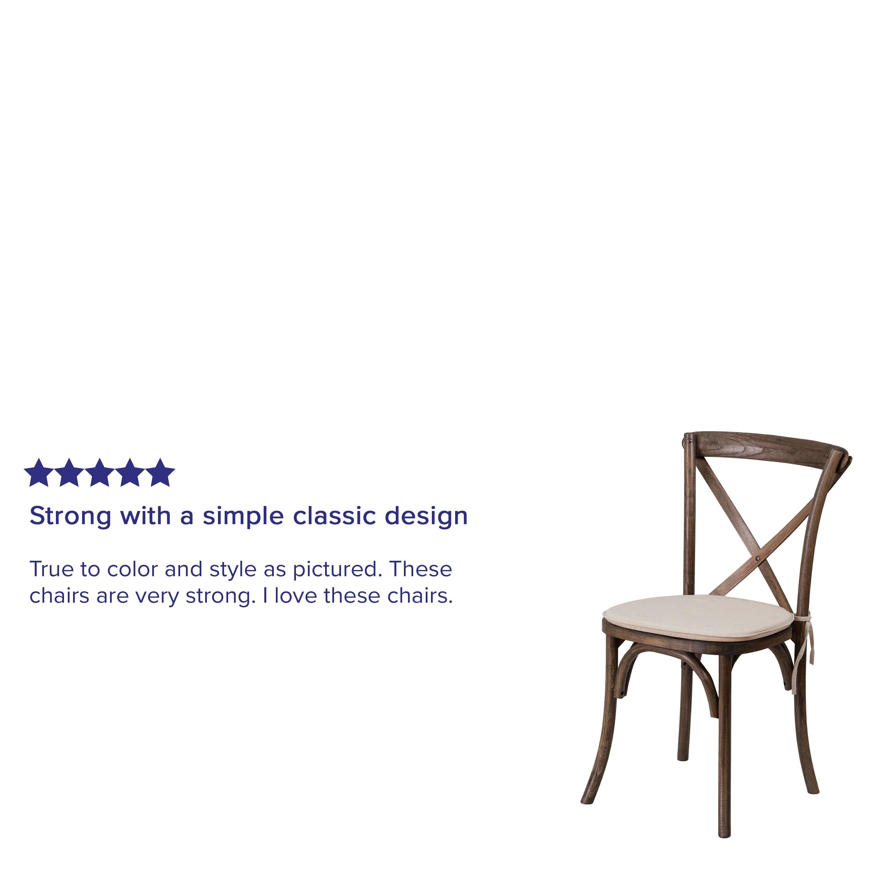 Flash Furniture HERCULES Series Stackable Early American Wood Cross Back Chair with Cushion