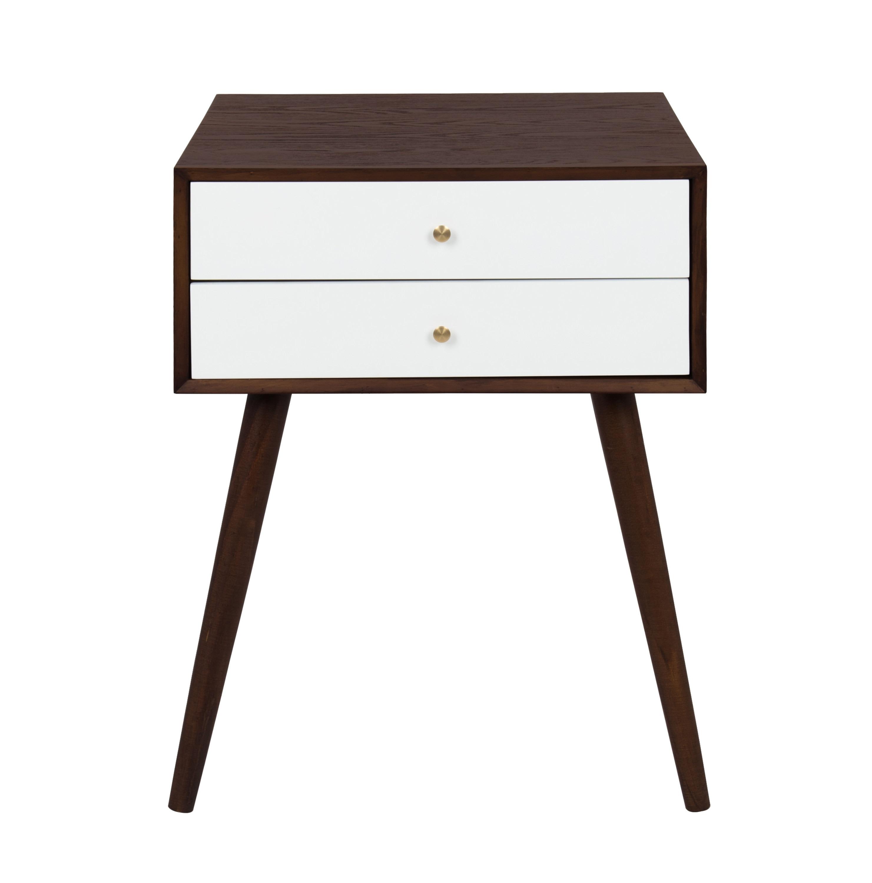 Kate and Laurel Finco Rectangle Wood Side Table, 18x15x24, Walnut Brown and White