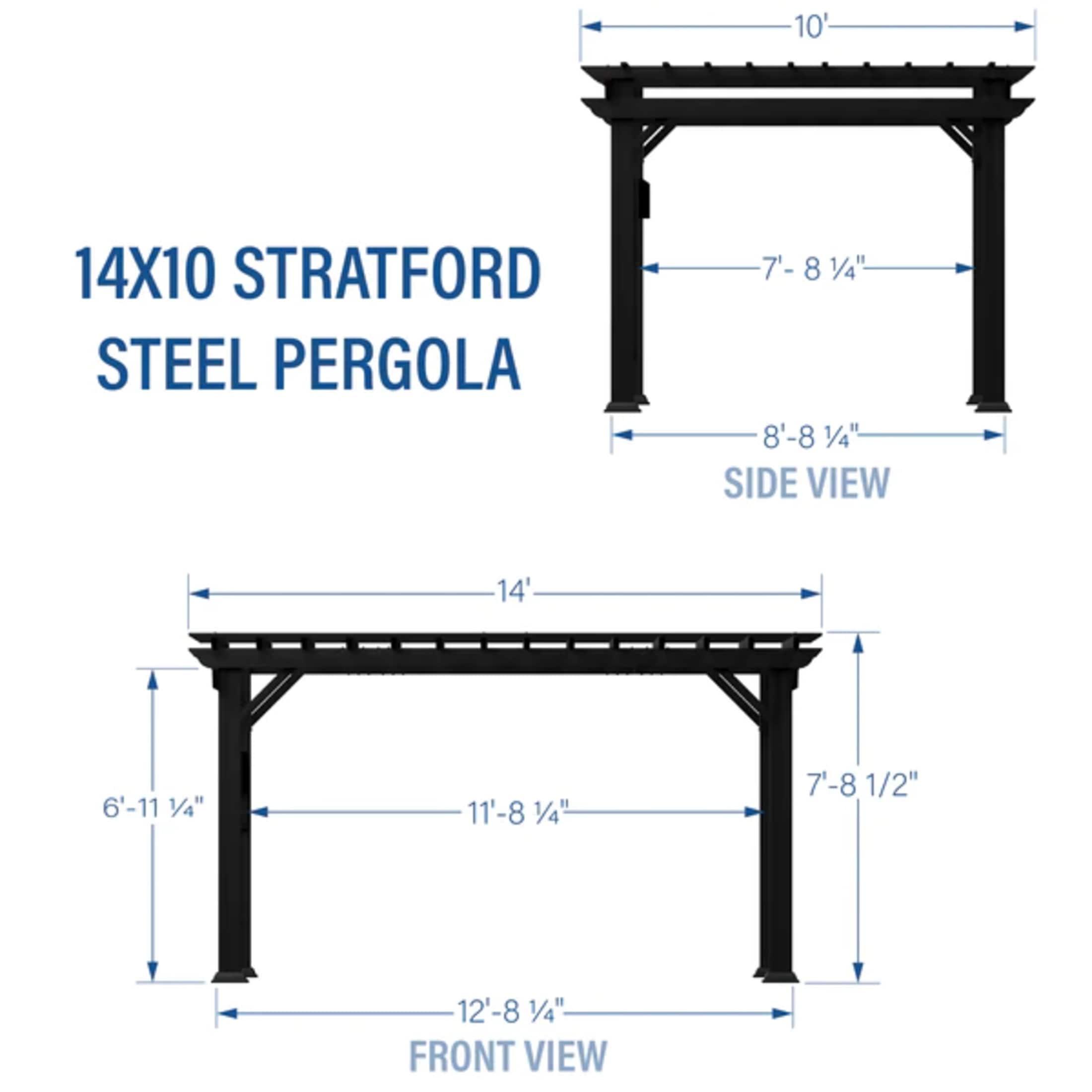 Backyard Discovery Stratford 14x10' Galvanized Steel Pergola, Shade Sail Canopy, PowerPort