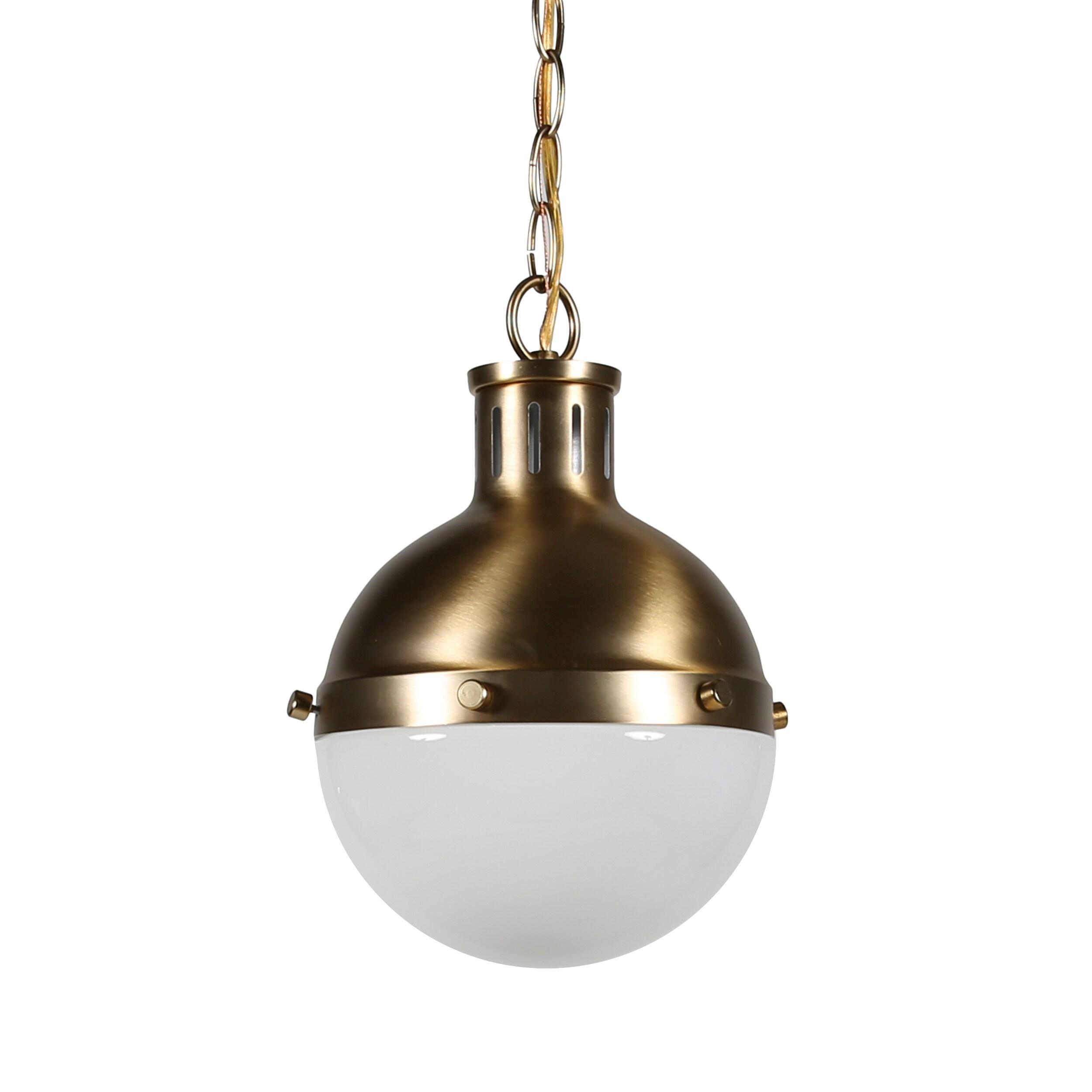 Satin Brass Mini Globe Pendant with Smooth White Glass Shade