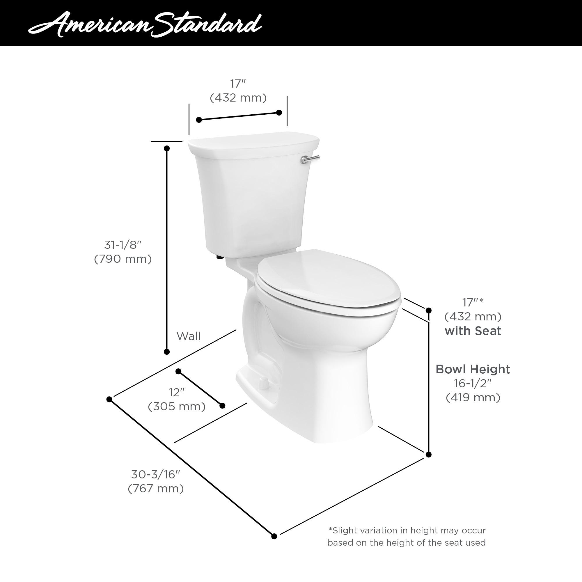 American Standard Edgemere 1.28 Gallons GPF Elongated Comfort Height Floor Mounted Kit (Seat Not Included)