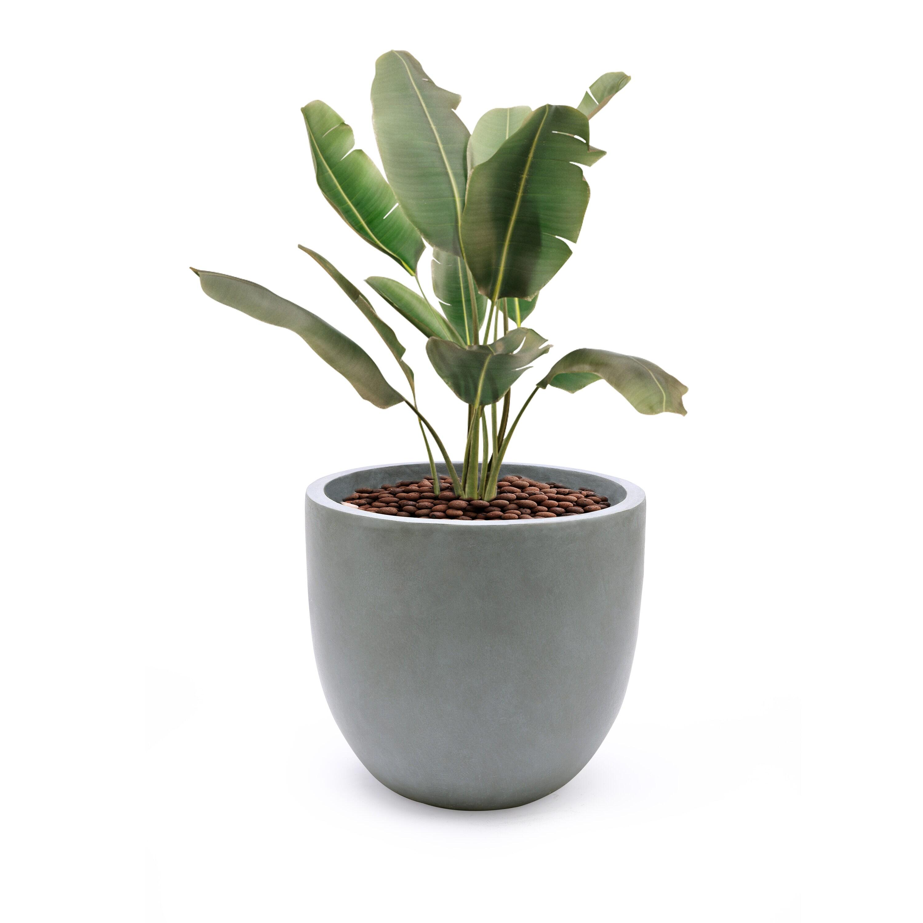 LuxenHome Round Tapered 12.2" H Flower Pot Planter Gray