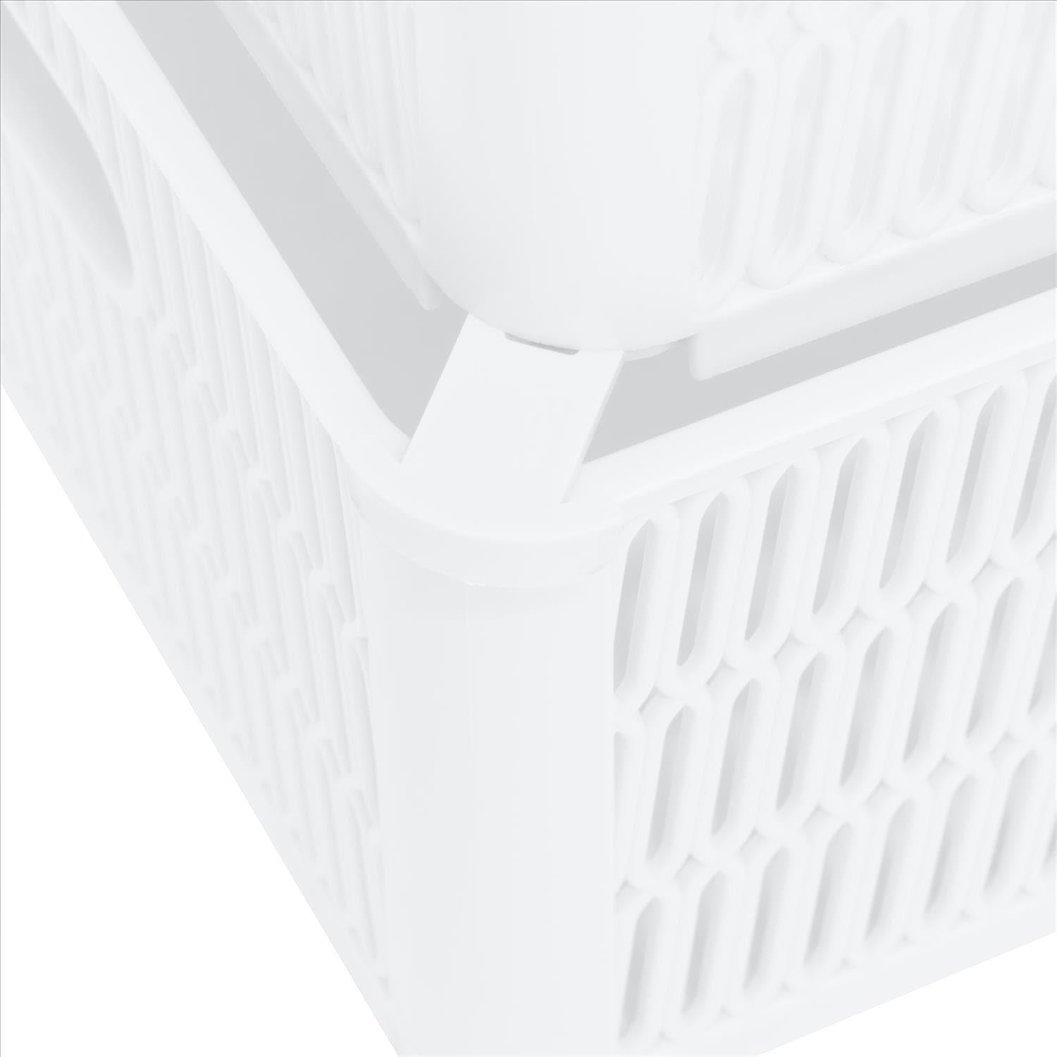 Simplify Slide 2 Stack It 2 Pack Plastic Storage Tote Baskets in White