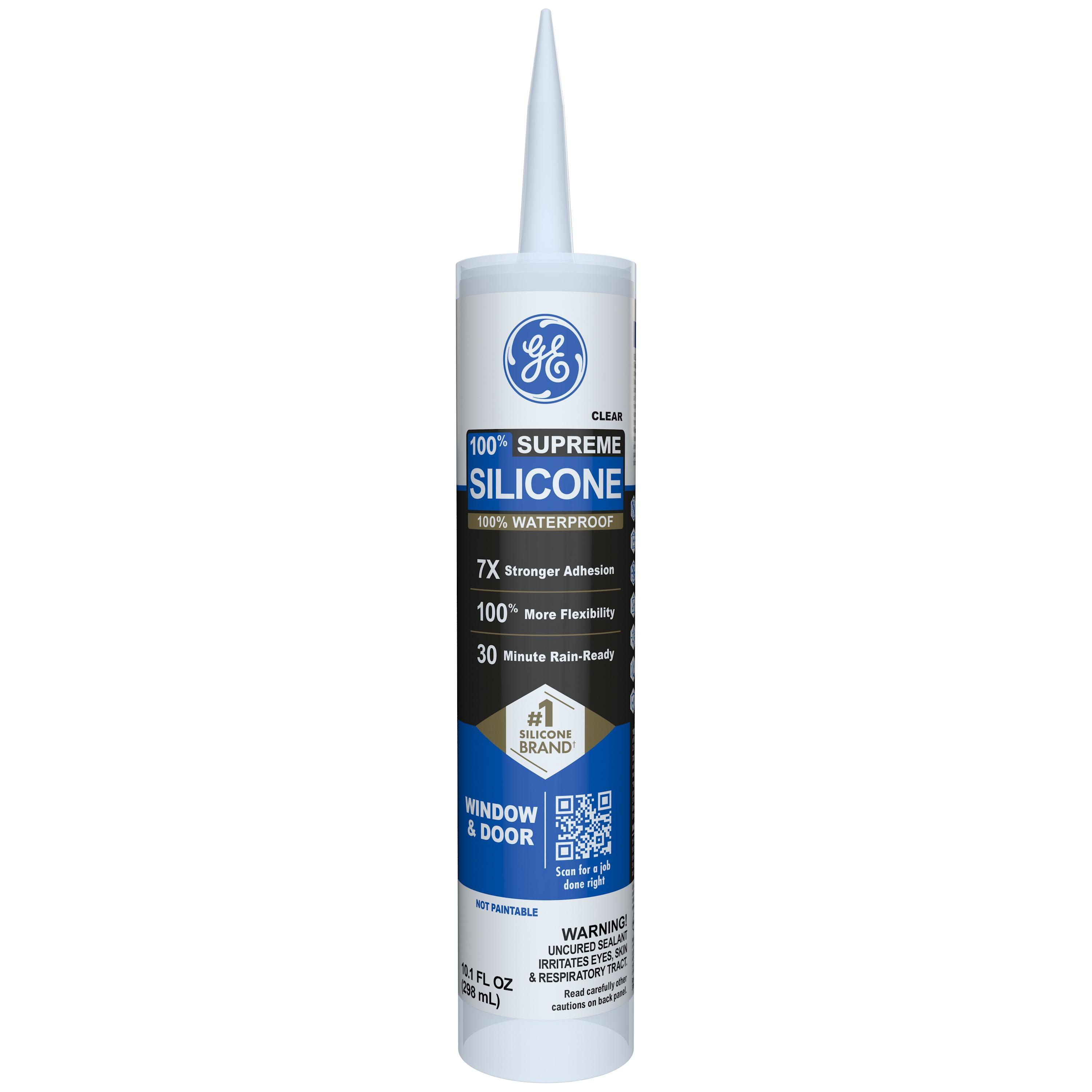 GE Supreme Silicone Window & Door Sealant, Pack of 1, Clear 10.1 fl oz Cartridge