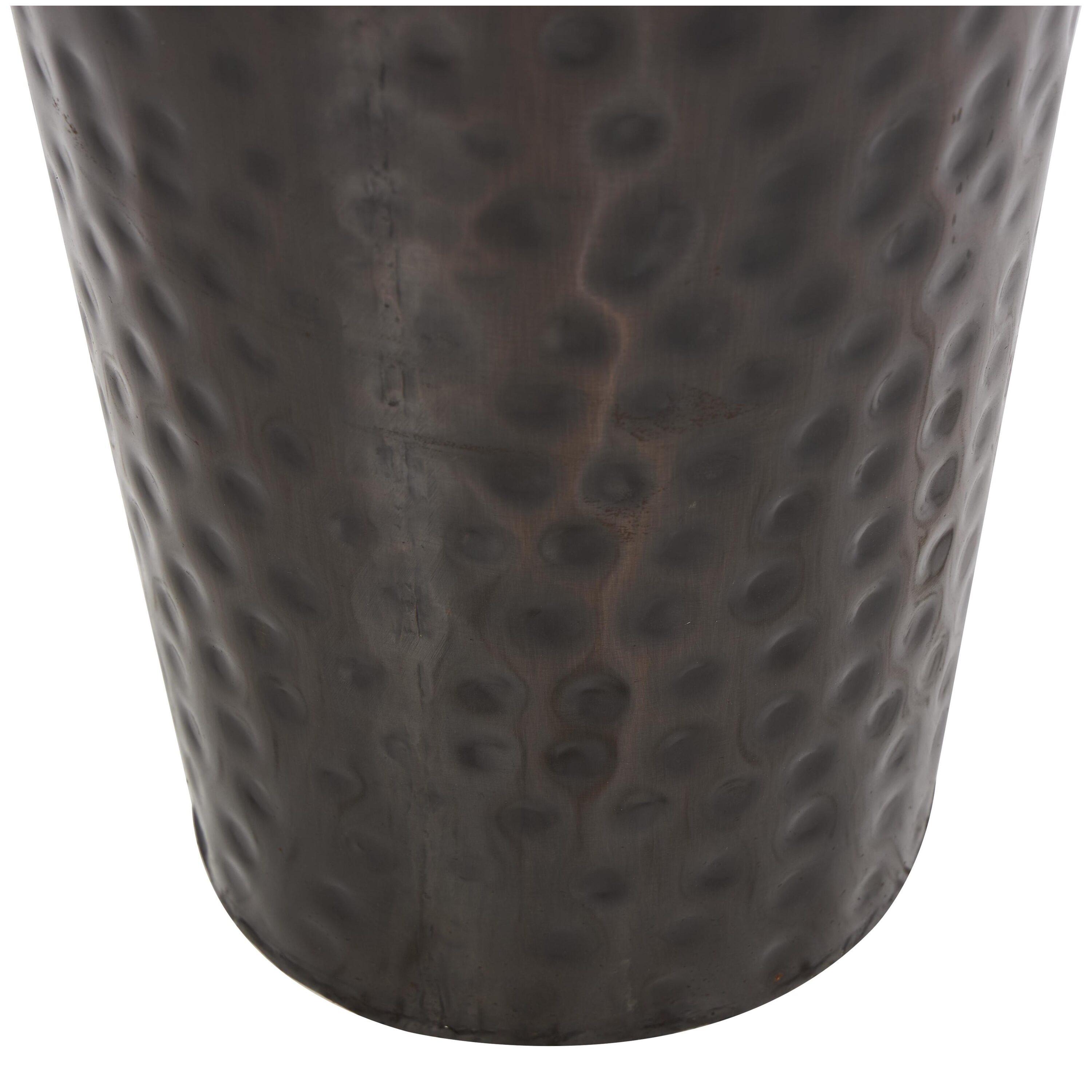 DecMode 28" Tall Floor Mediterranean Style Brown Metal Vase with Hammered Details and Handles