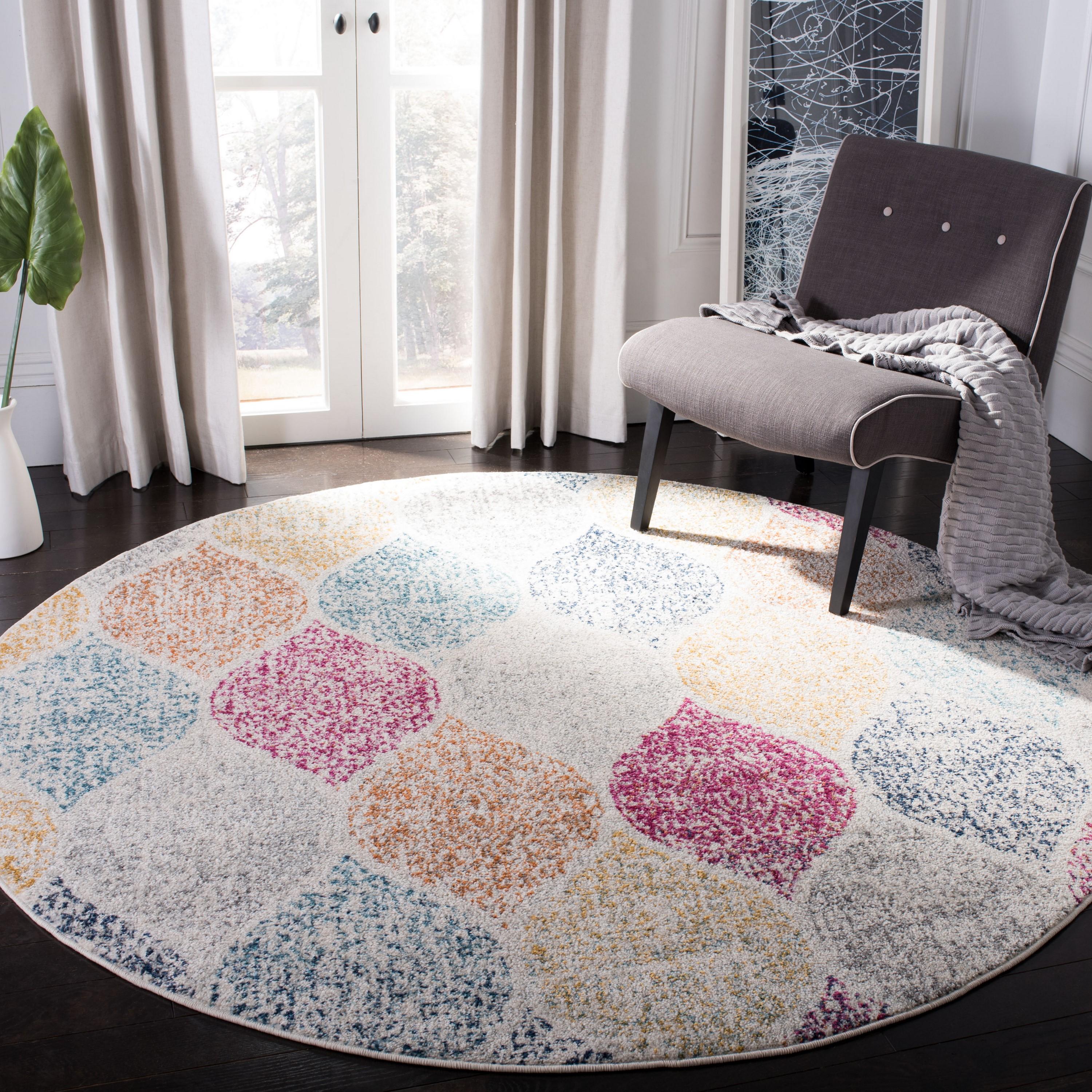 Madison MAD604 Power Loomed Area Rug - Creme/Yellow - 6'7" round - Safavieh.