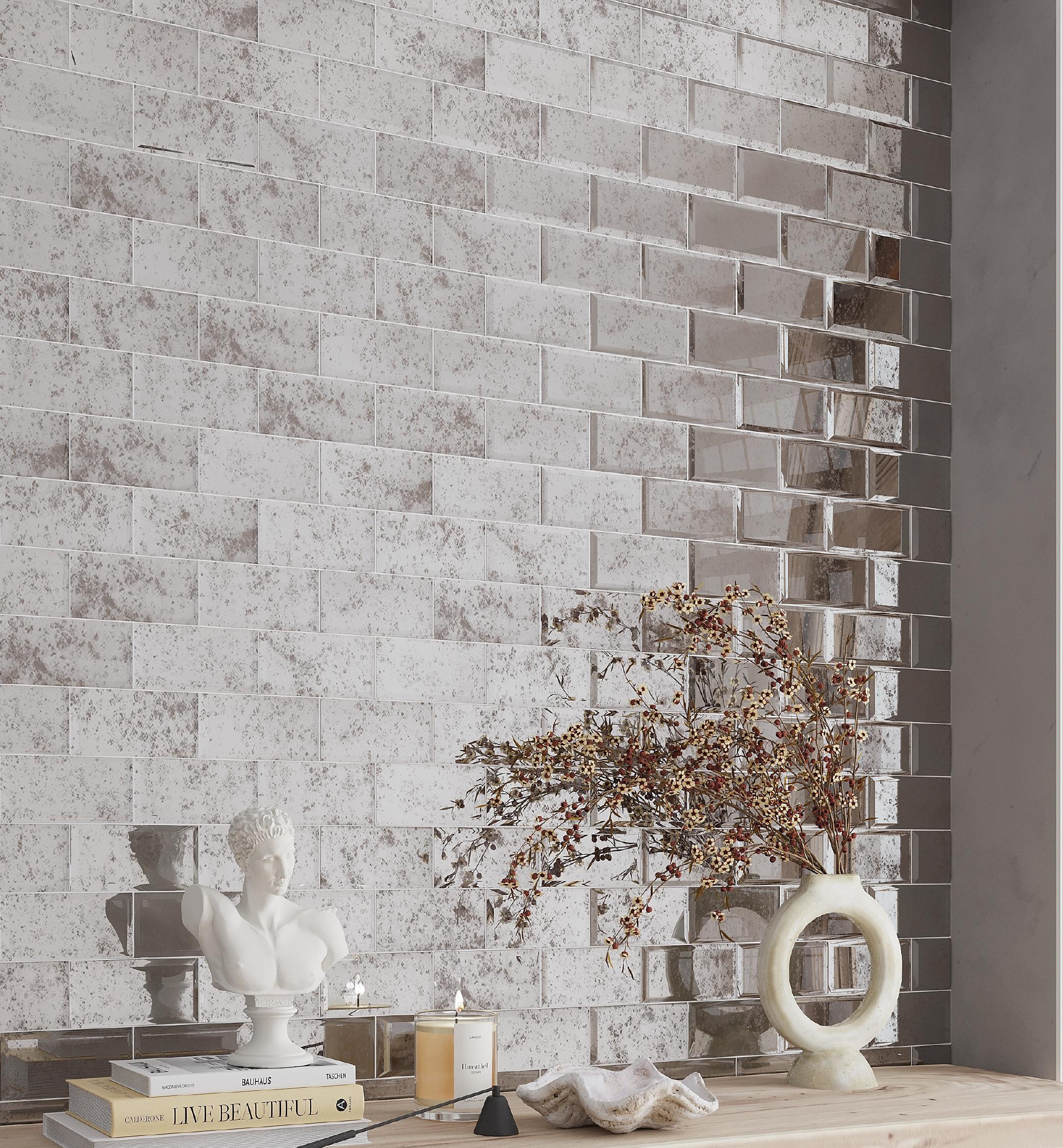 Apollo Tile Glister 3" x 6" Glass Brick Look Subway Wall & Floor Tile (Set of 40)