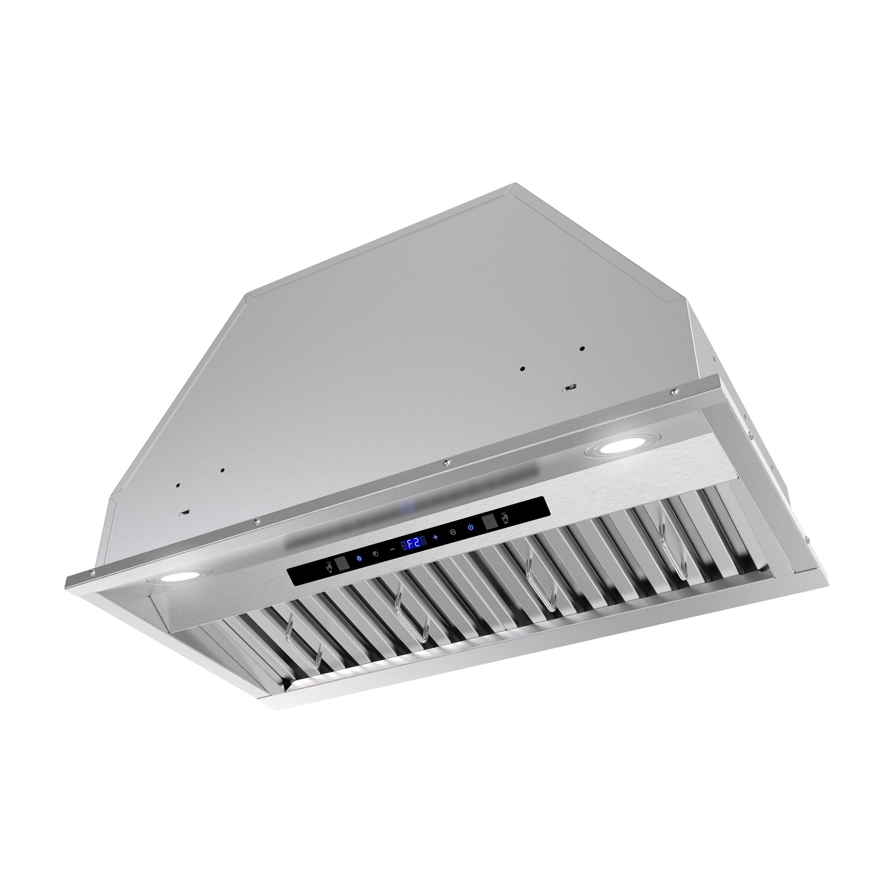 Streamline Bath Streamline 28 In. T-4267-1-CL Belsito Convertible Insert 350 CFM Range Hood In Brushed Stainless Steel With Baffle Filters, Electronic Button Control, LED Light T-4267-1-CL