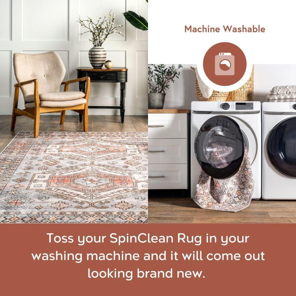 Nuloom Mae Motif Pet Friendly Machine Washable Area Rug, 4' x 6', Brick
