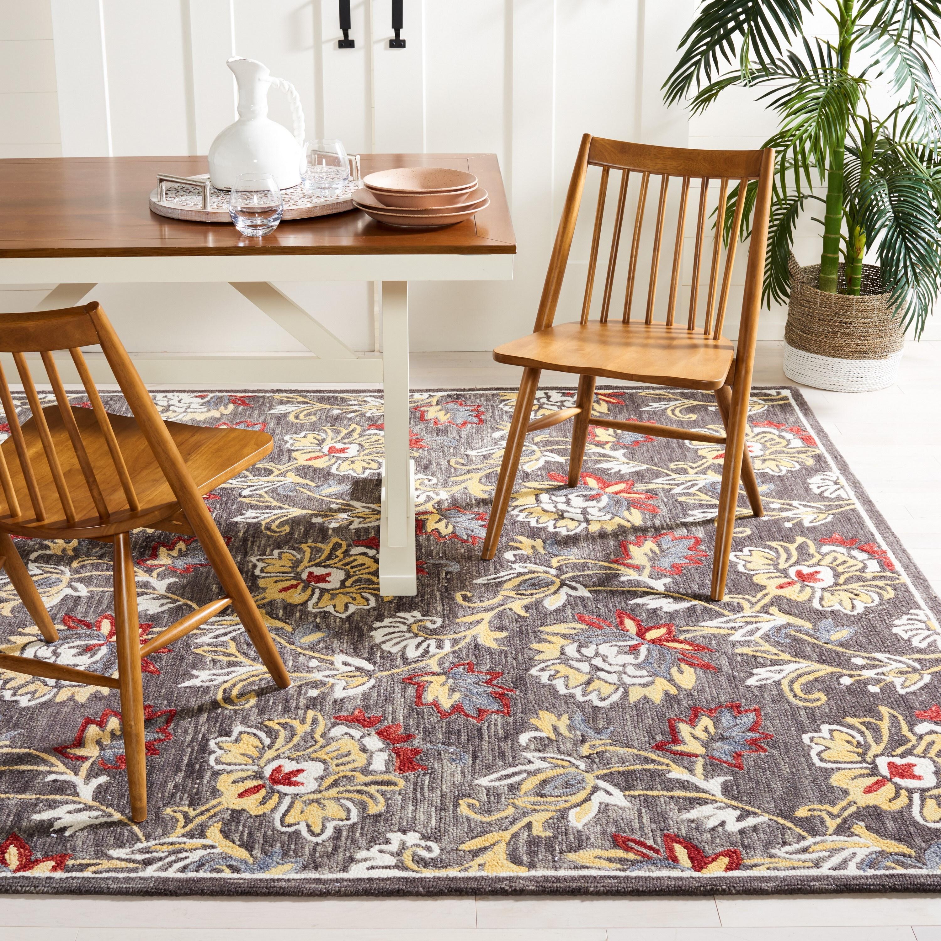 Blossom BLM276 Hand Tufted Area Rug - Dark Grey/Yellow - 8'x10' - Safavieh.