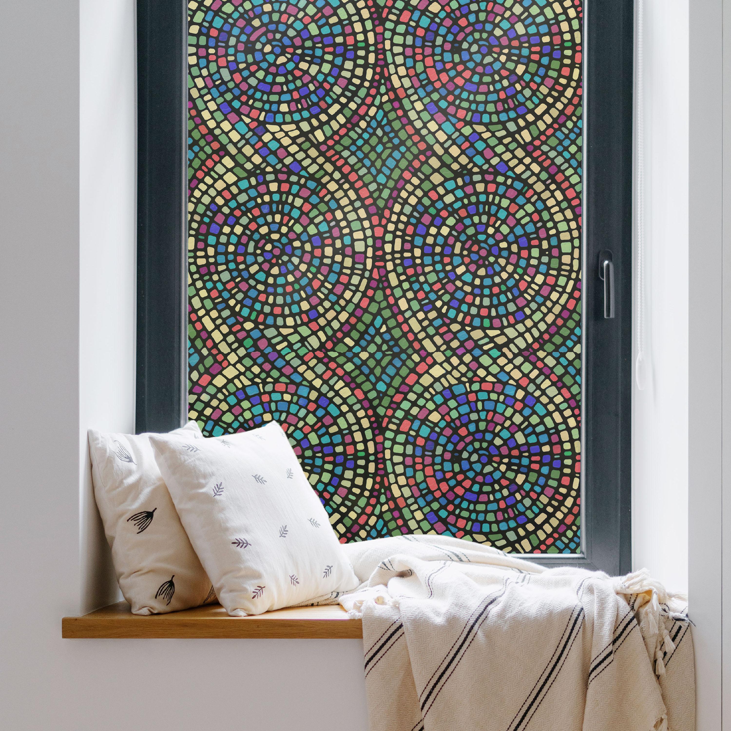 GILA Glass Scenes 36-in x 78-in Spiral Mosaic Decorative Window Film