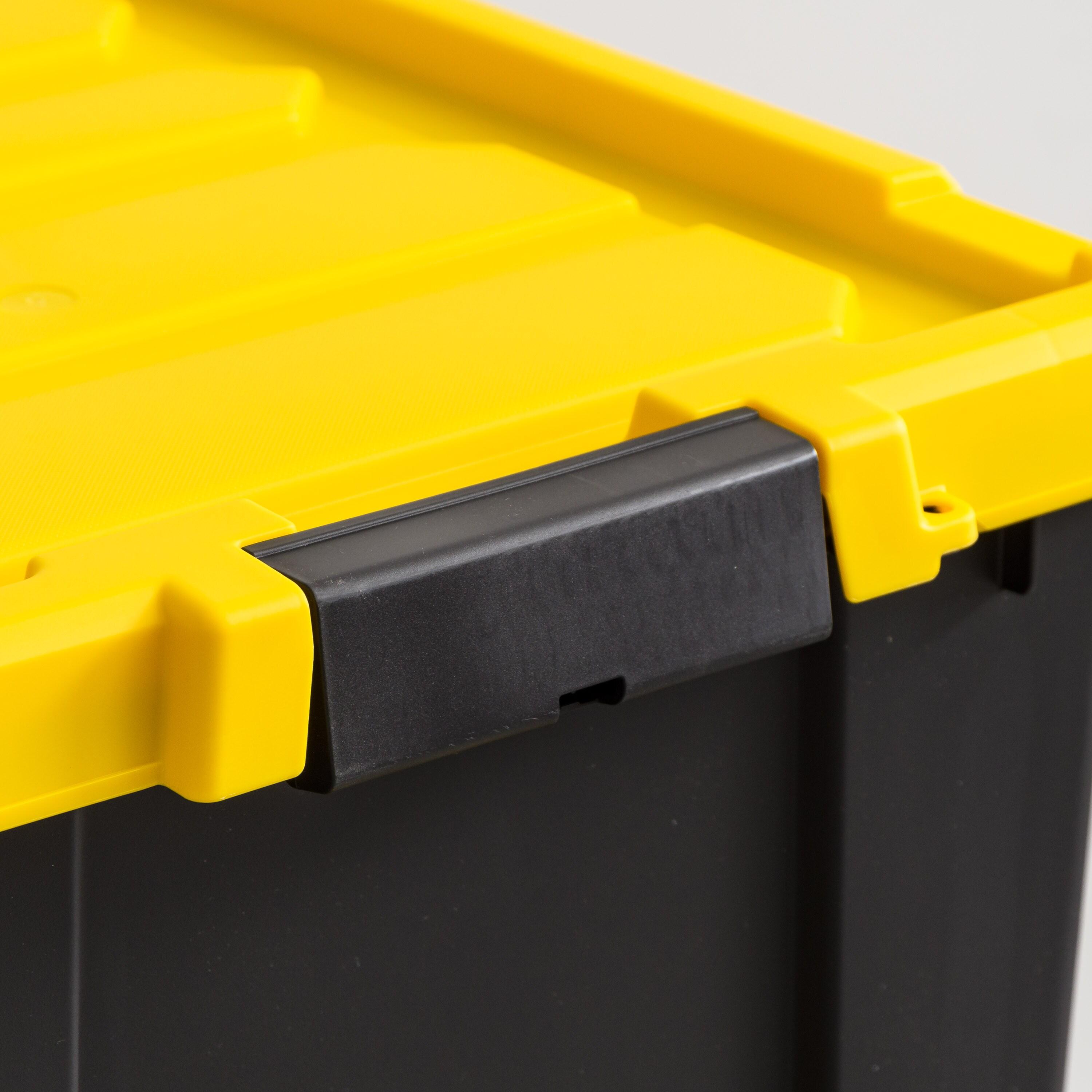 Iris 80 Qt./20 Gal. Heavy-duty Stackable Storage Tote in Black with Yellow Lid (Set of 2)