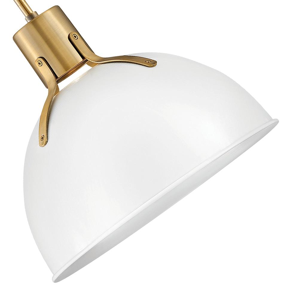 Argo Polished White 14" LED Bowl Pendant with Vintage Industrial Design