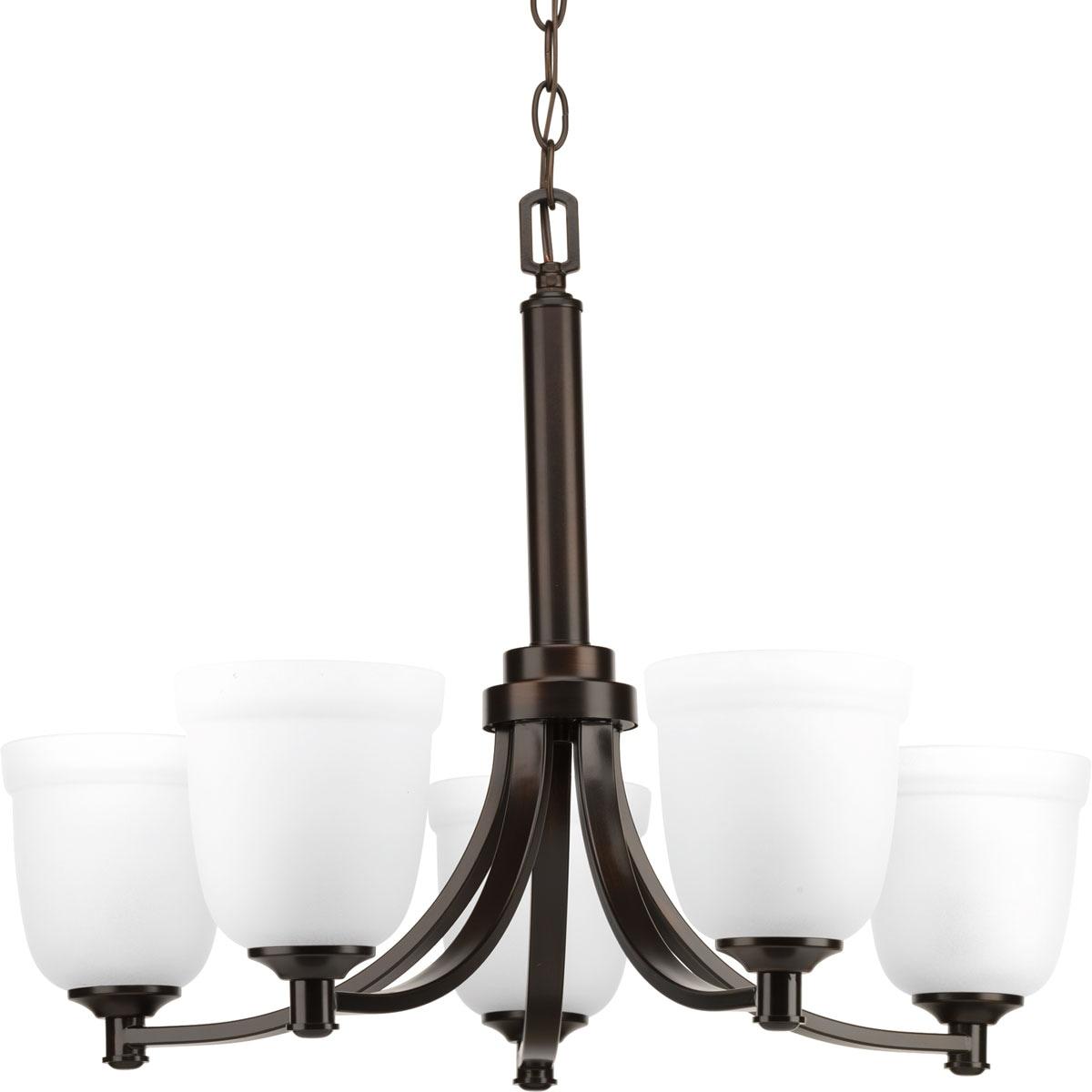 Topsail Collection Five-Light Antique Bronze Etched Parchment Glass Coastal Chandelier Light