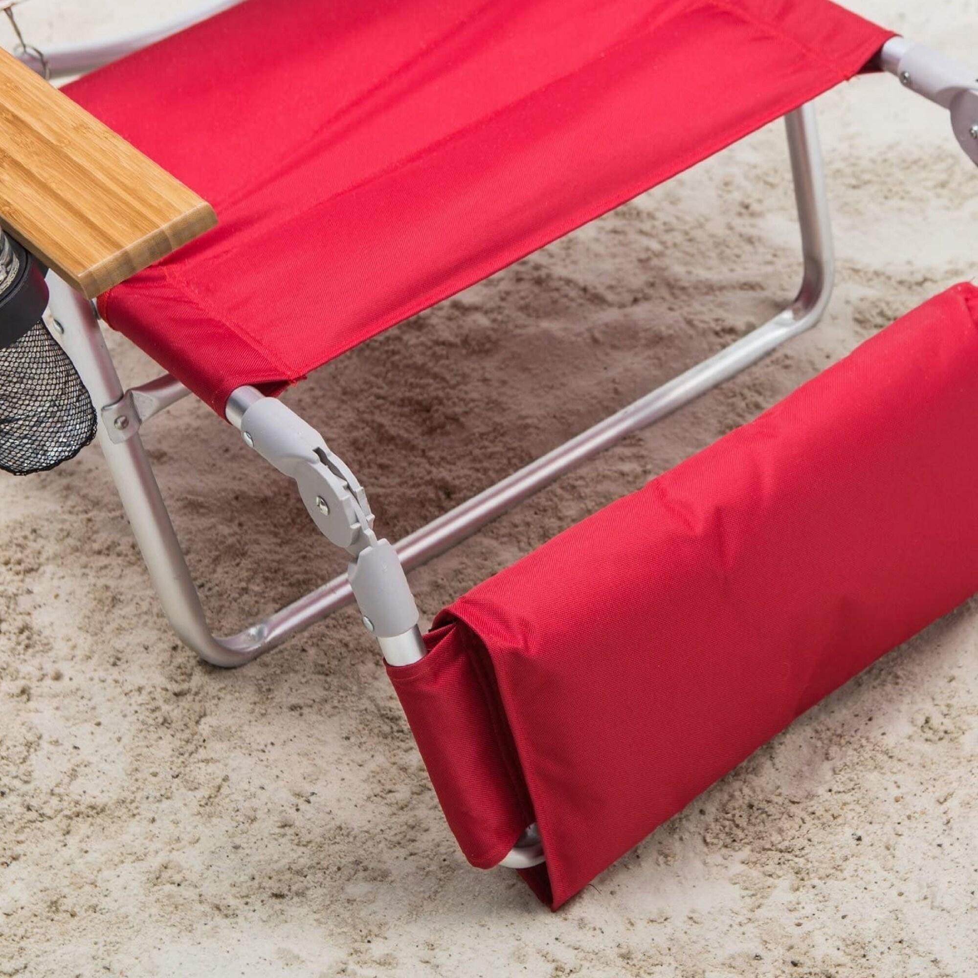 Ostrich Ostrich Deluxe Padded Lightweight Portable Adjustable Outdoor Reclining Folding Chair with Footrest