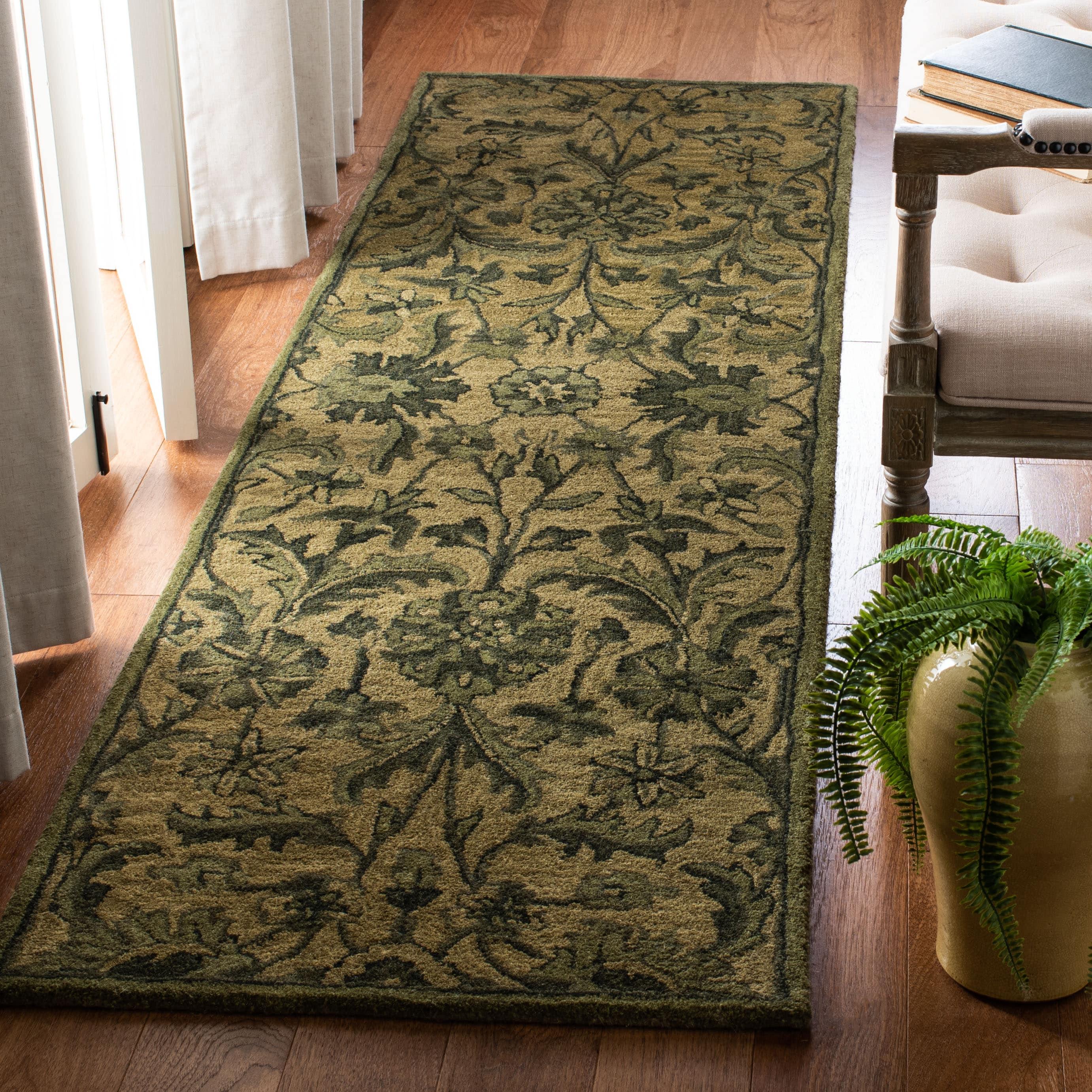 Antiquity AT824 Hand Tufted Indoor Runner Rug - Olive/Green - 2'3"x8' - Safavieh
