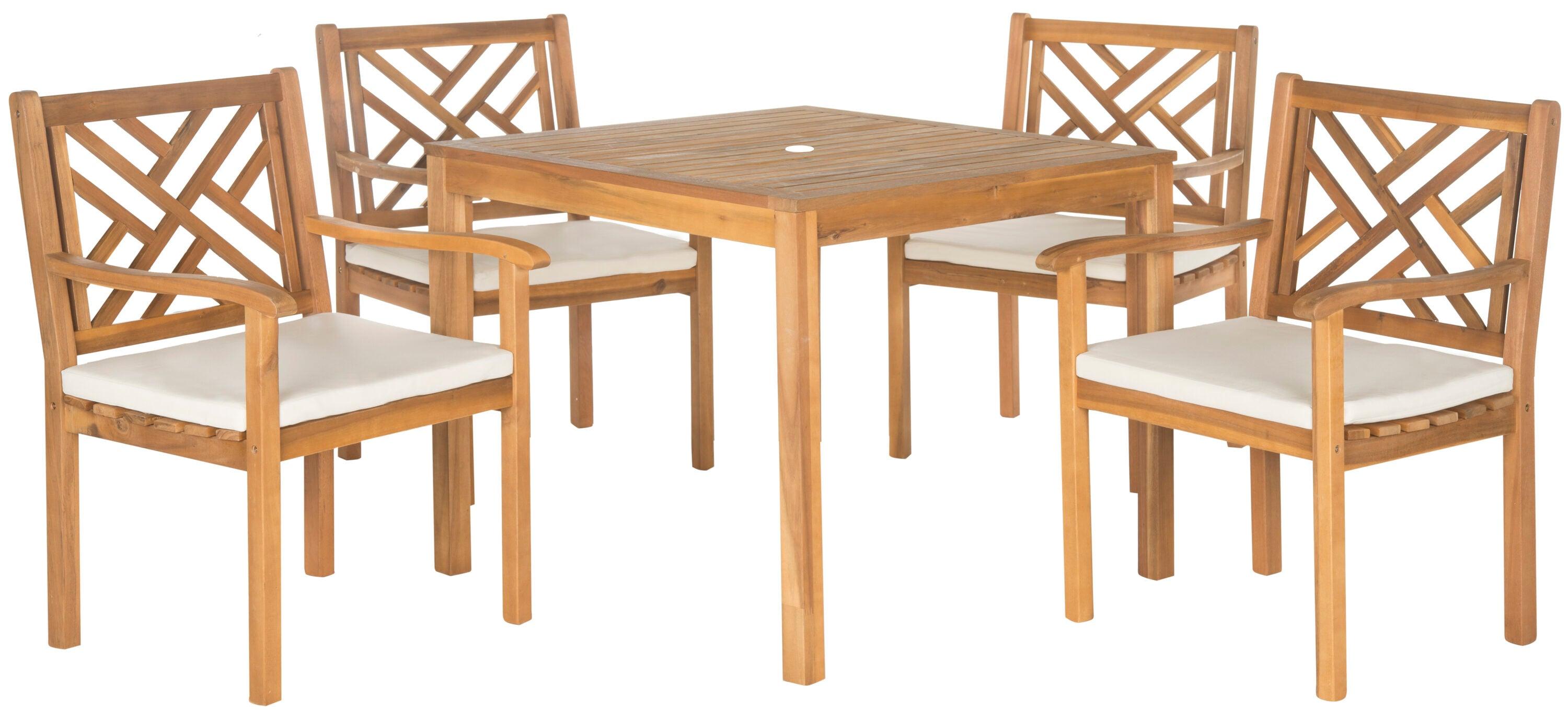 Bradbury 5 Pc Dining Set - Outdoor - PAT6720 - Natural/Beige - Safavieh