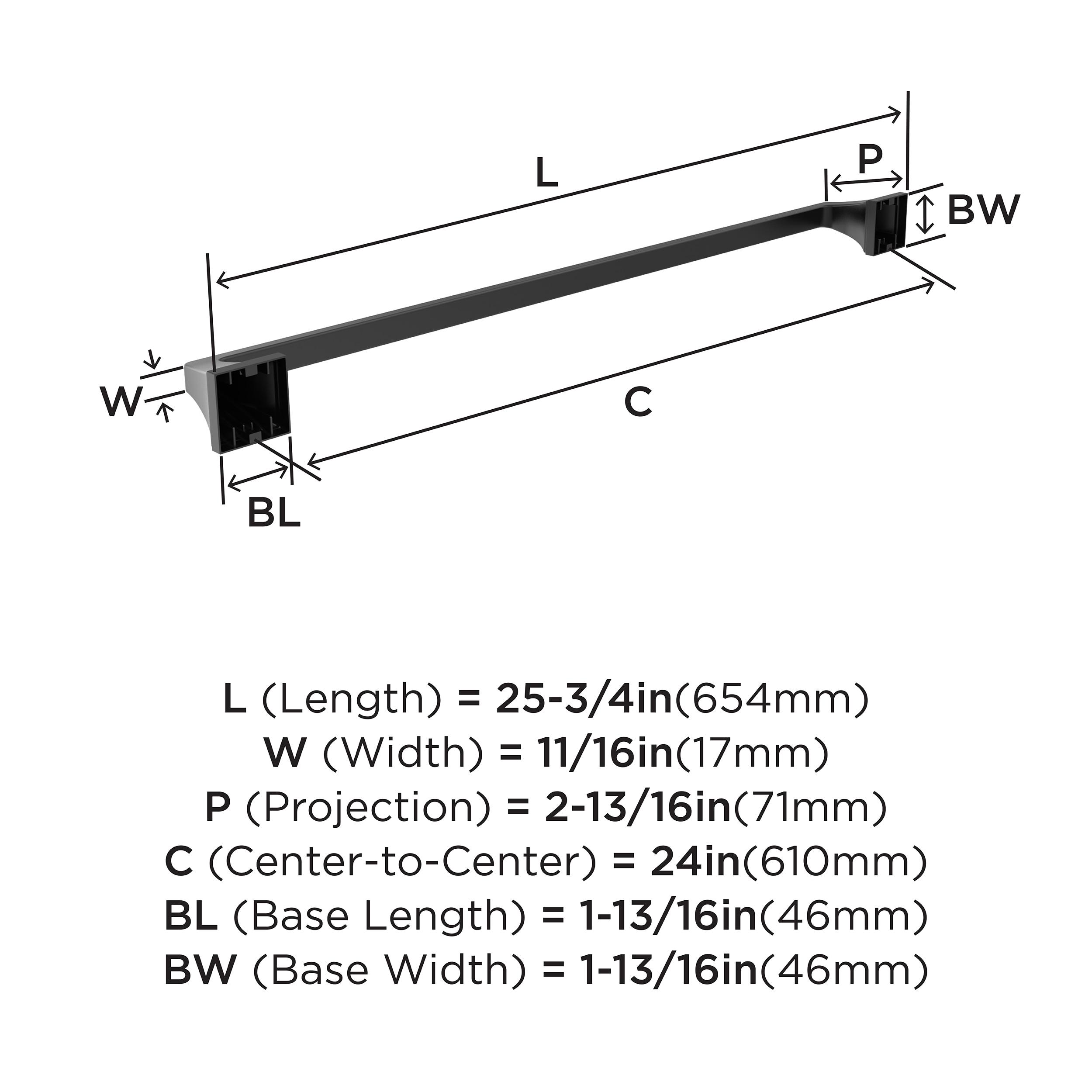 Amerock Mulholland Matte Black 24 inch (610mm) Towel Bar