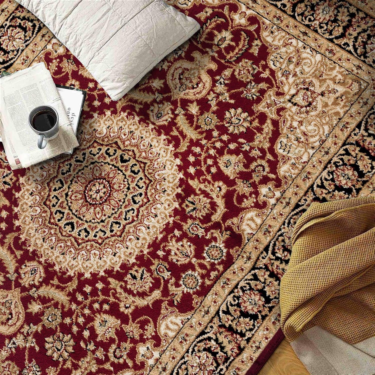World Rug Gallery Traditional Oriental Medallion Area Rug - Burgundy 2' x 3'