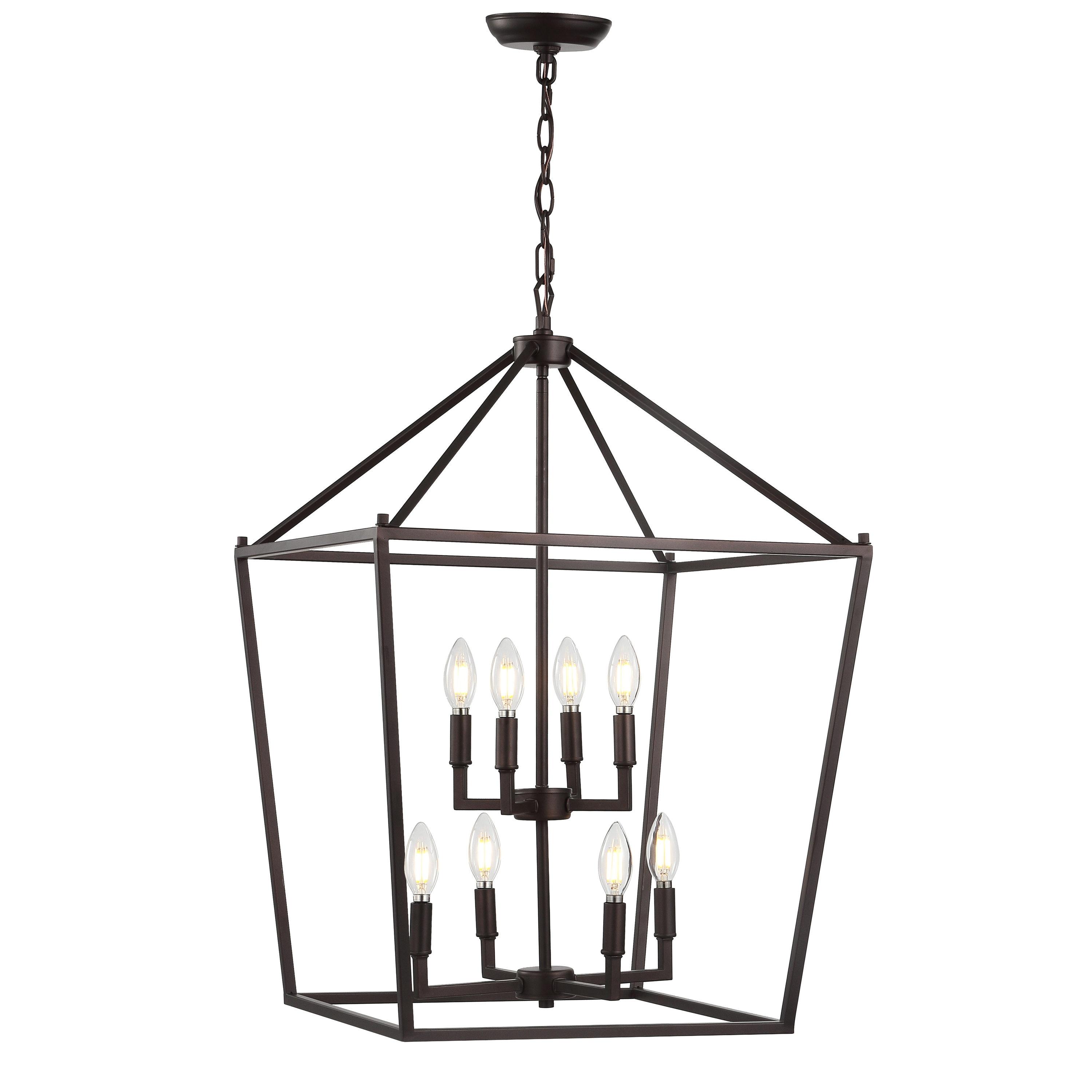 Pagoda 20" 8-Bulb Lantern Metal LED Pendant, Oil Rubbed Bronze