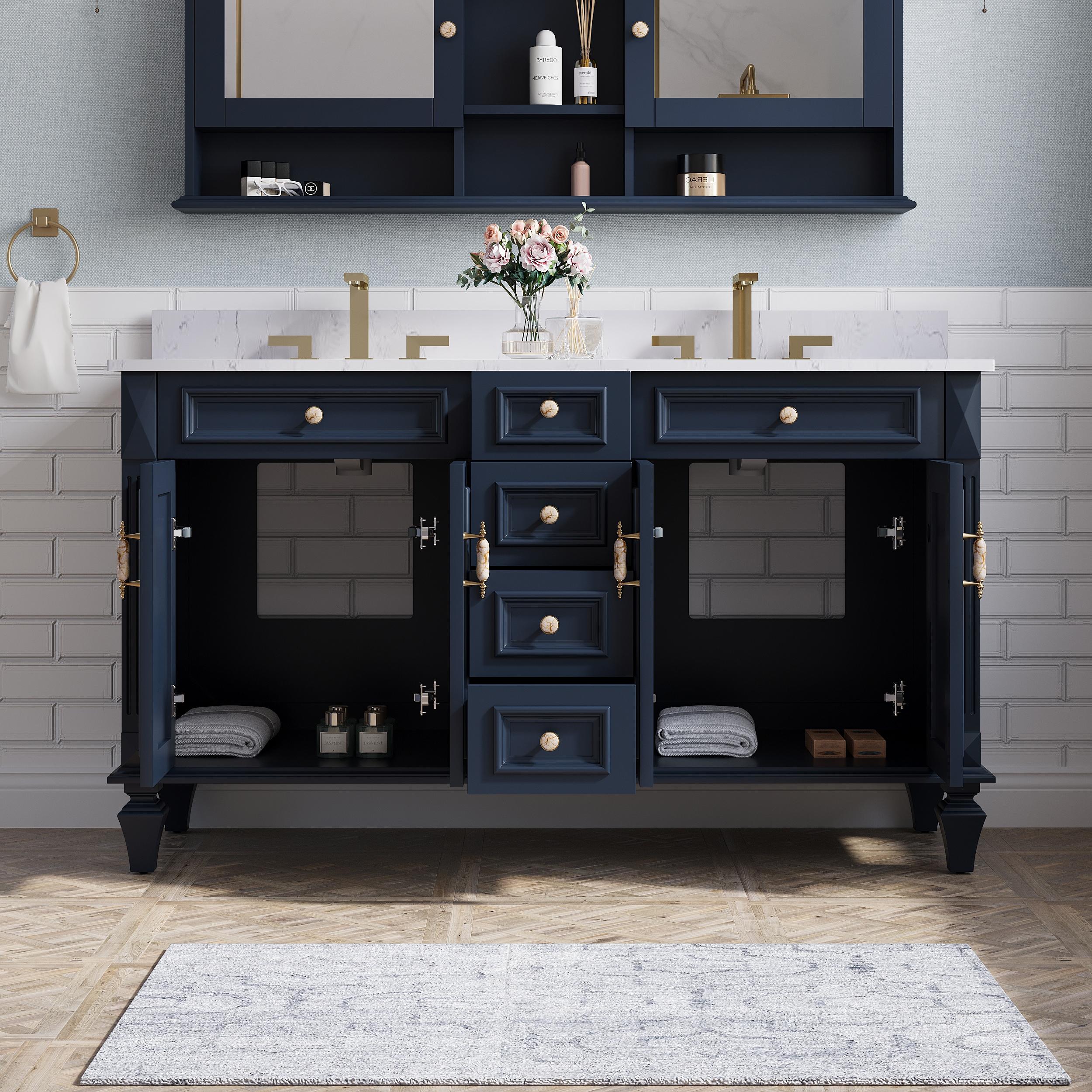 Etta Avenue™ Lydie 60'' Double Bathroom Vanity with Marble Top