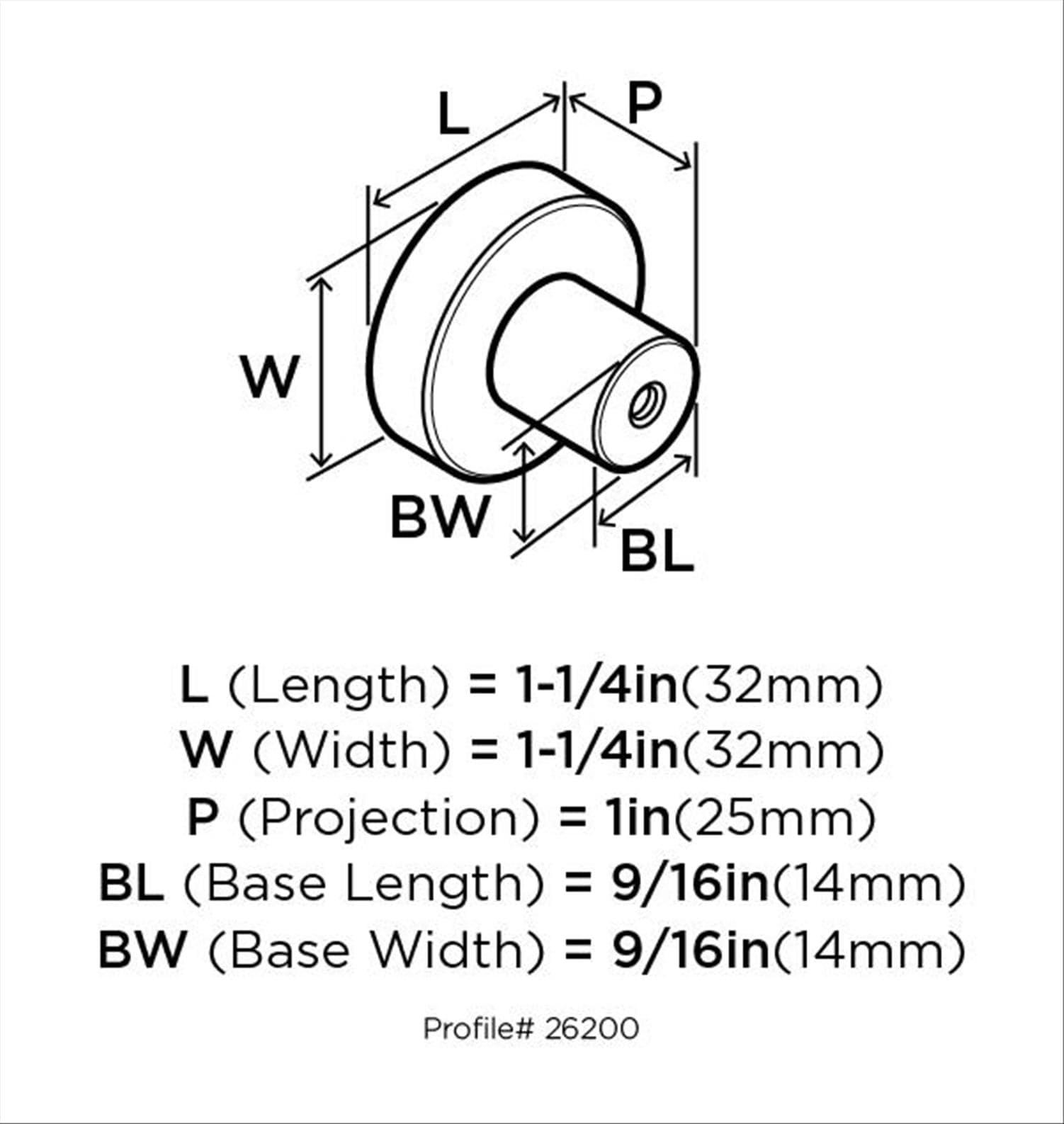 Essential Z 1 1/4" Diameter Mushroom Knob