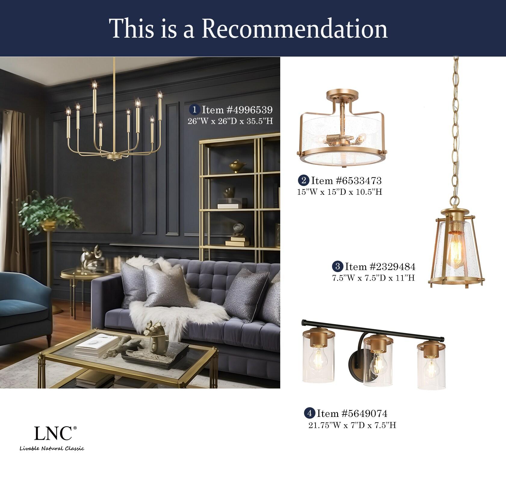 LNC 8-Light Matte Gold Modern/Contemporary Candle LED Dry rated Chandelier for Living Room