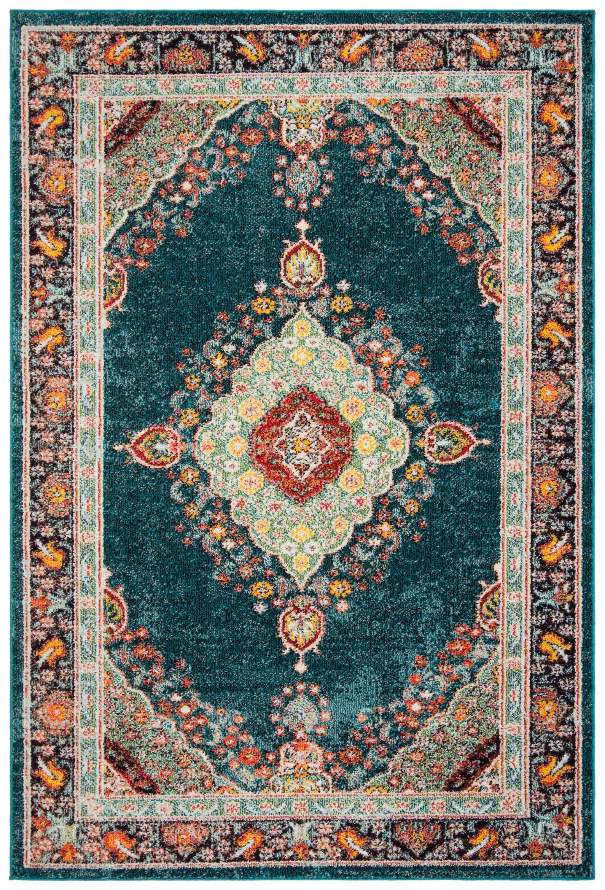 Madison 200 MAD252 Power Loomed Indoor Area Rug - Navy/Turquoise - 8'x10' - Safavieh