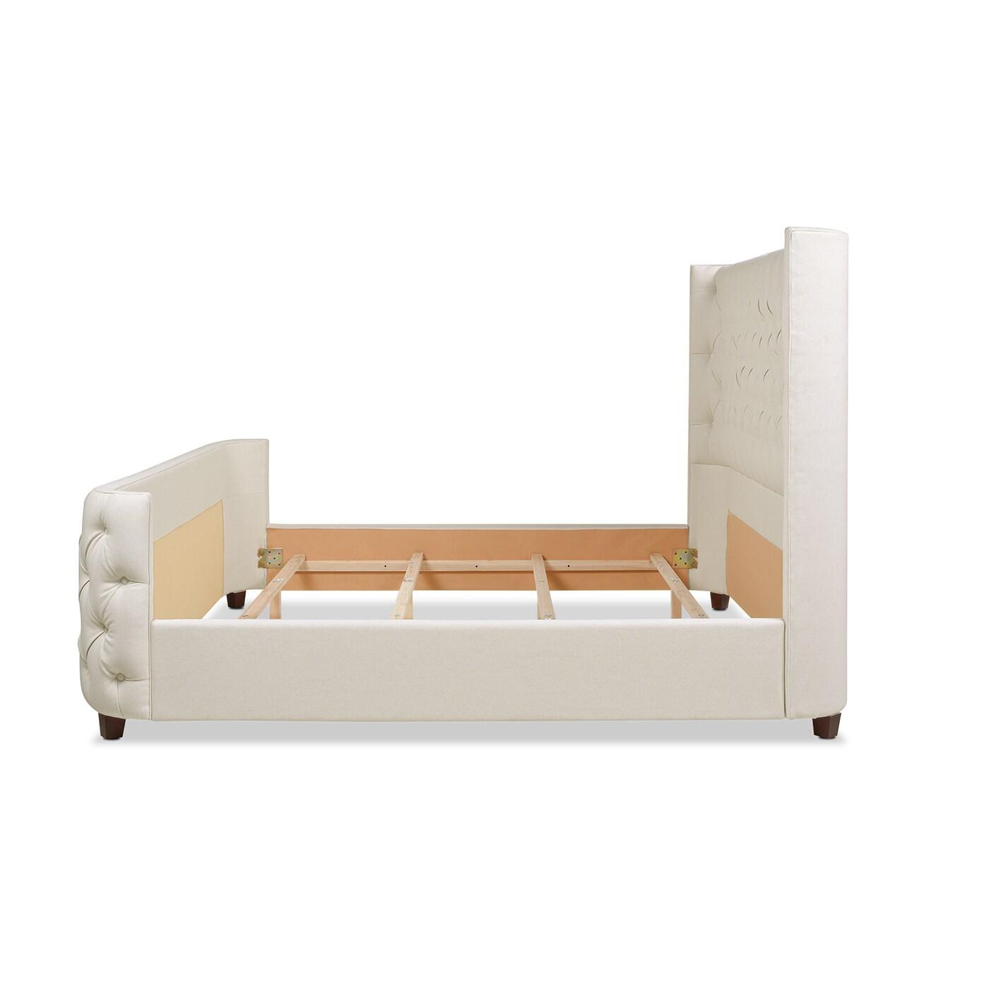 Jennifer Taylor Home Brooklyn Tufted Bed King Light Beige Linen