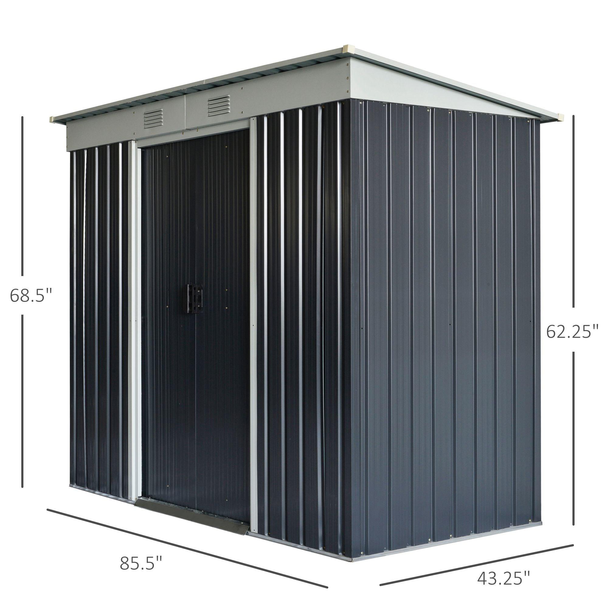 Outsunny 7' x 4' Metal Outdoor Garden Storage Shed w/ Vents, Gray