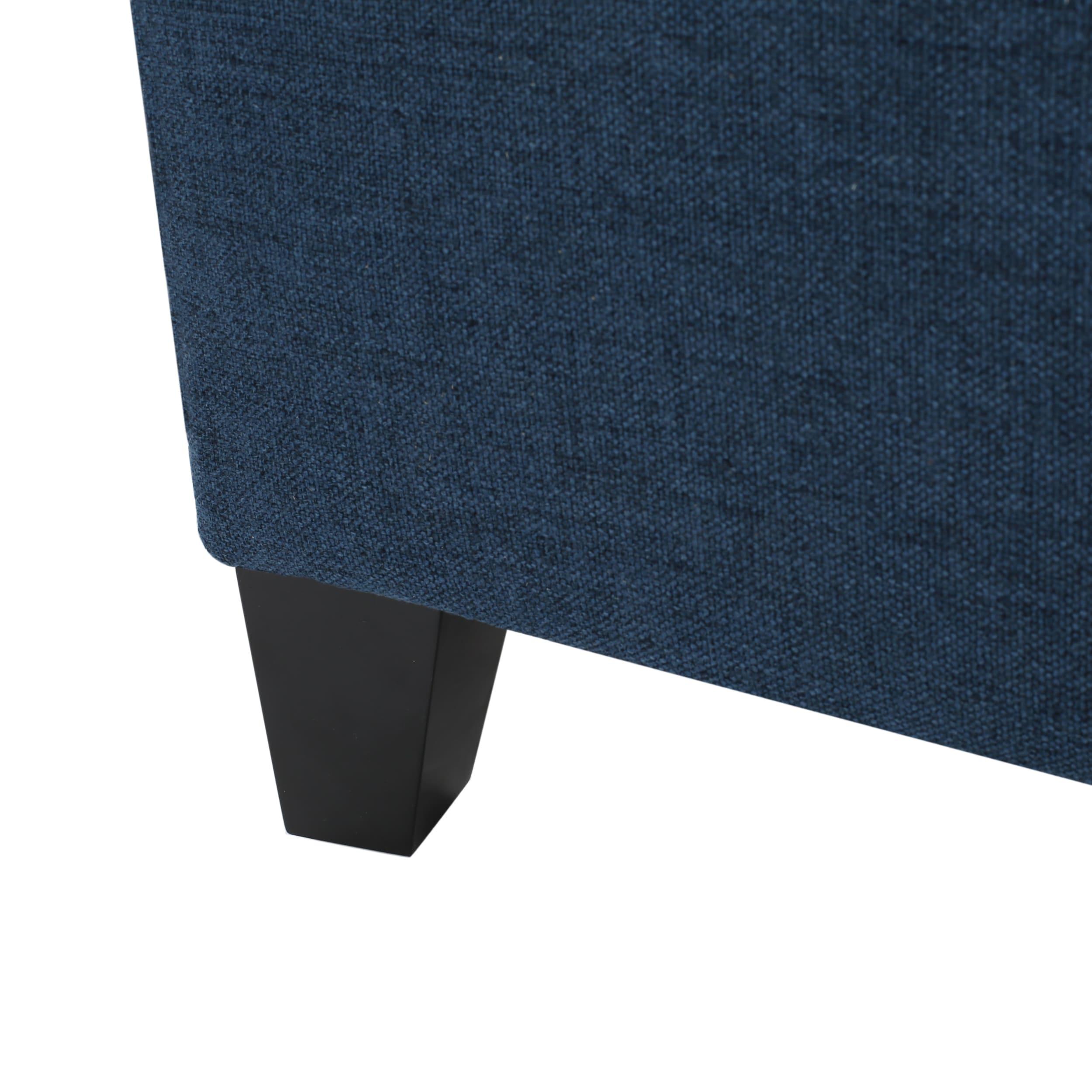 Ottilie Storage Ottoman Dark Blue - Christopher Knight Home: Upholstered Bedroom Seating with Tufted Lid