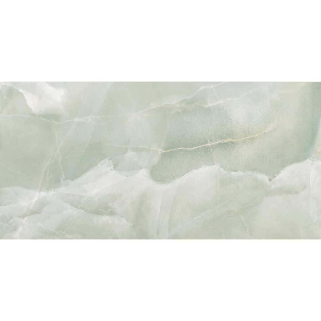 The Tile Life Geo Lush Jade 12" x 24" Rectangle Glossy Porcelain Floor and Wall Tile - 4x4 Sample